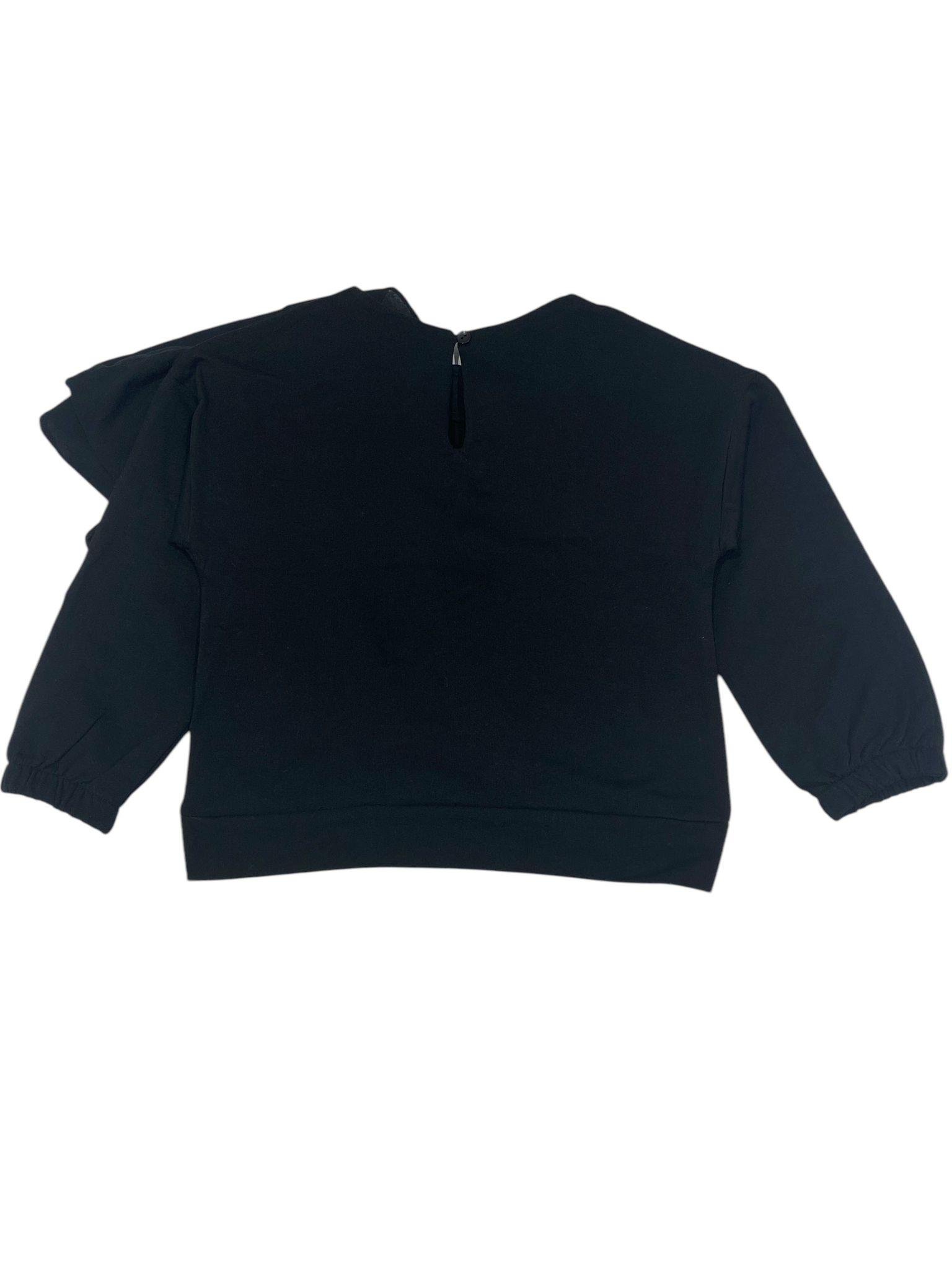 Cikoby Kız Çocuk Fırfırlı Sweatshirt 3-8 Yaş SİYAH