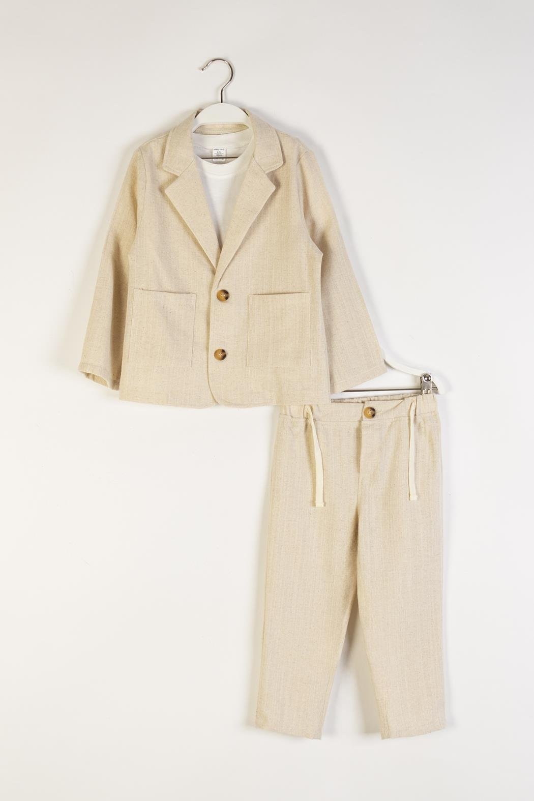 Dmb Erkek Bebek 3'lü Takım 1-3 Yaş Bej