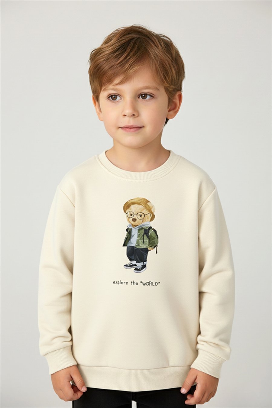 Dmb Erkek Çocuk Baskılı Sweatshirt 1-7 Yaş Krem