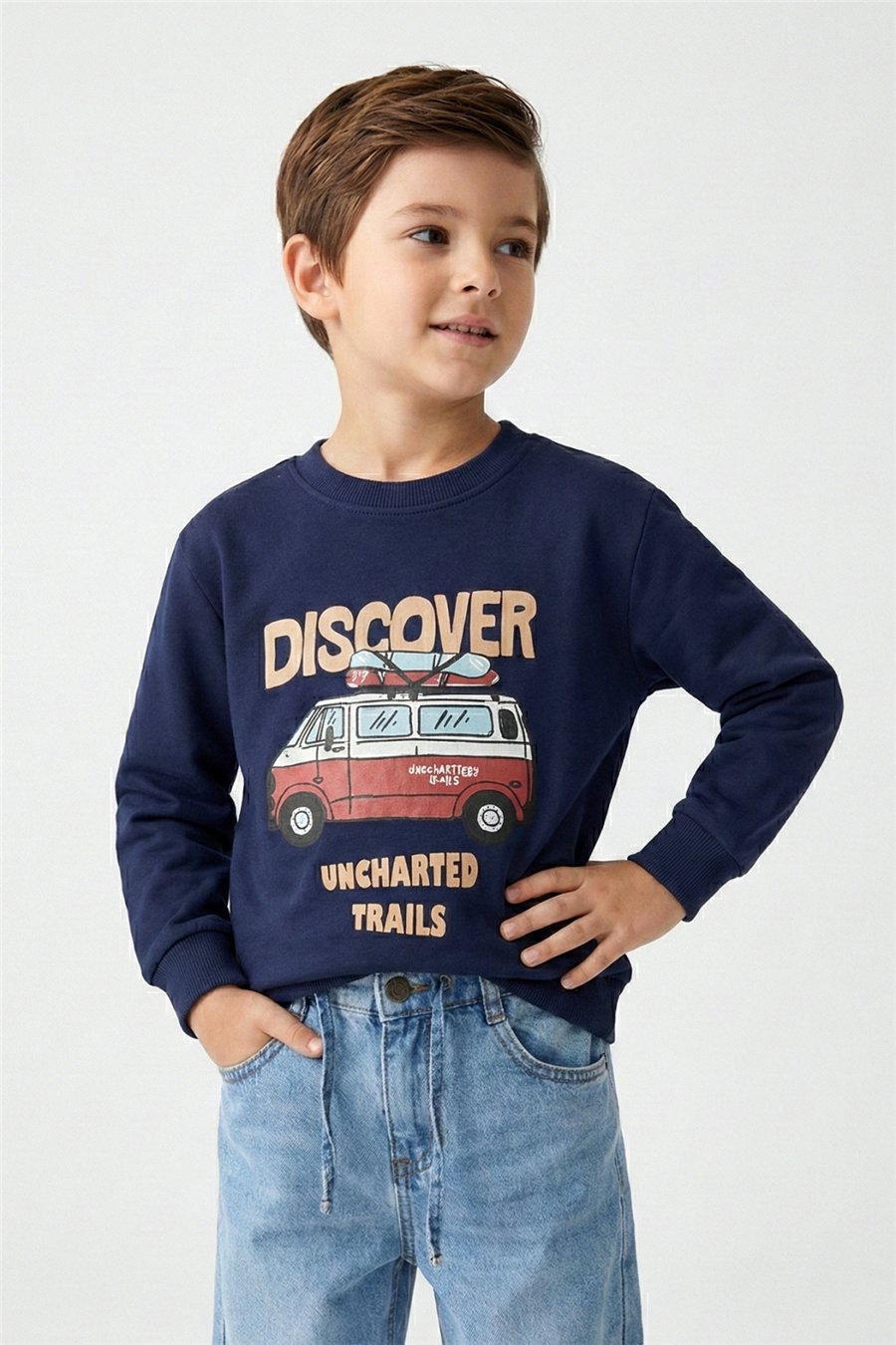 Dmb Erkek Çocuk Baskılı Sweatshirt 4-9 Yaş İndigo
