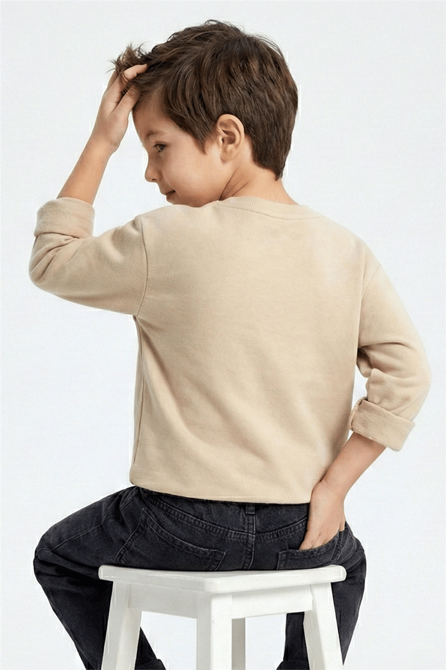 Dmb Erkek Çocuk Baskılı Sweatshirt 4-9 Yaş Bej