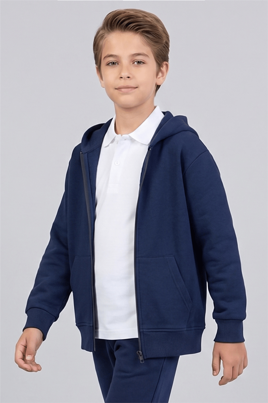 Dmb Erkek Çocuk Fermuarlı Sweatshirt 7-15 Yaş Lacivert