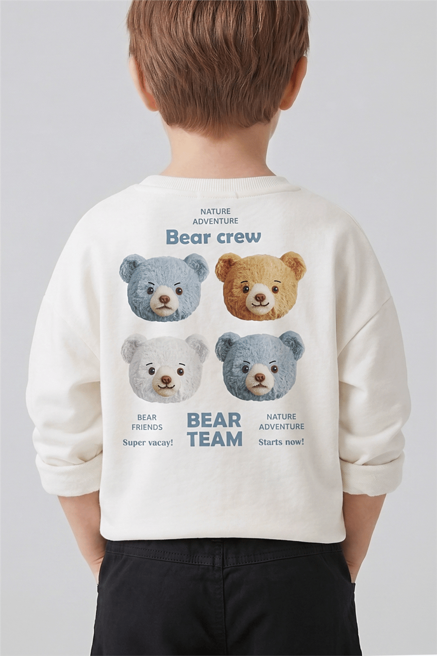 Dmb Erkek Çocuk Sırt Baskılı Sweatshirt 1-7 Yaş Ekru
