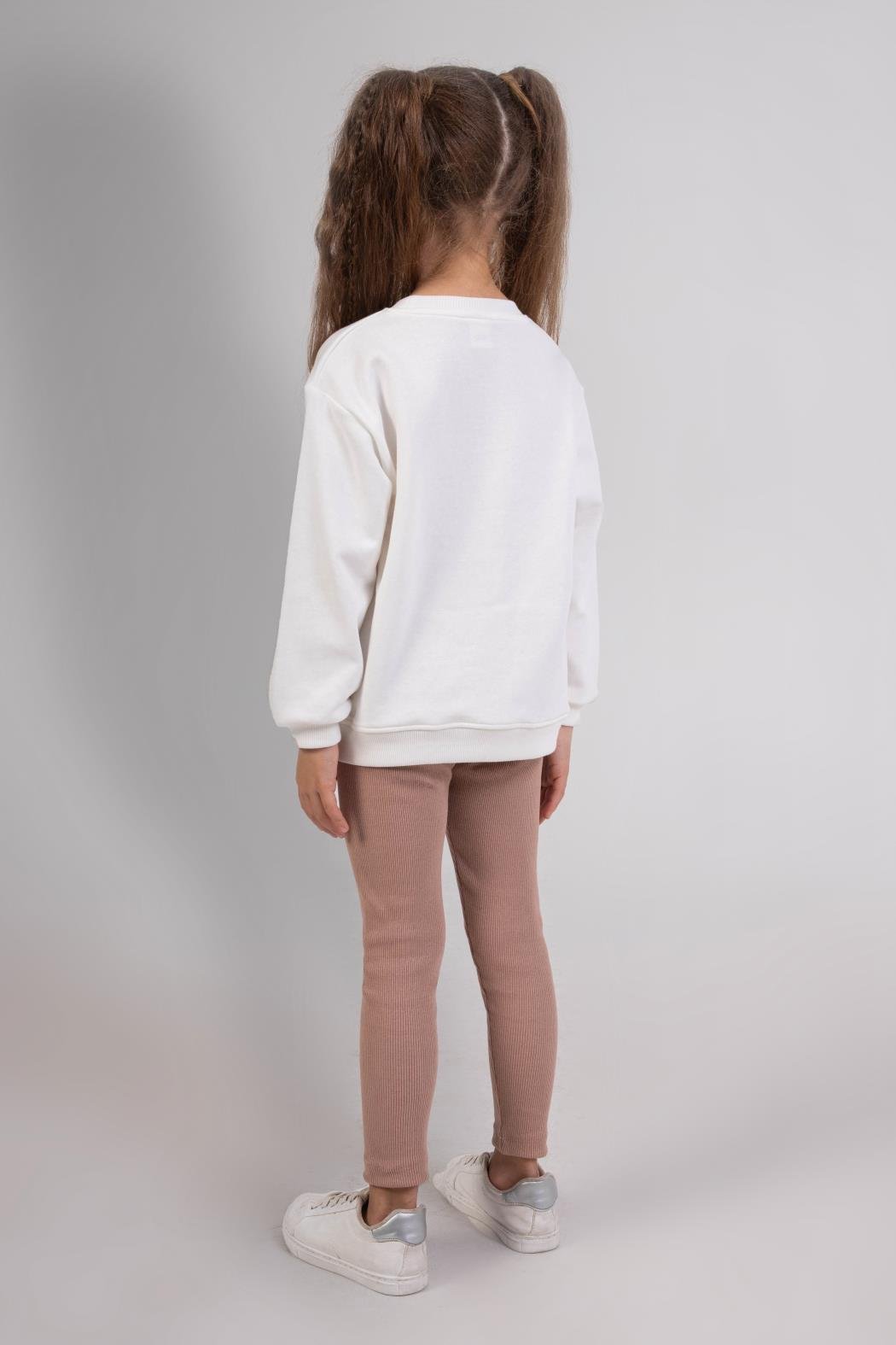 Dmb Kız Çocuk Balerin Baskılı Taytlı Takım 3-8 Yaş Ekru