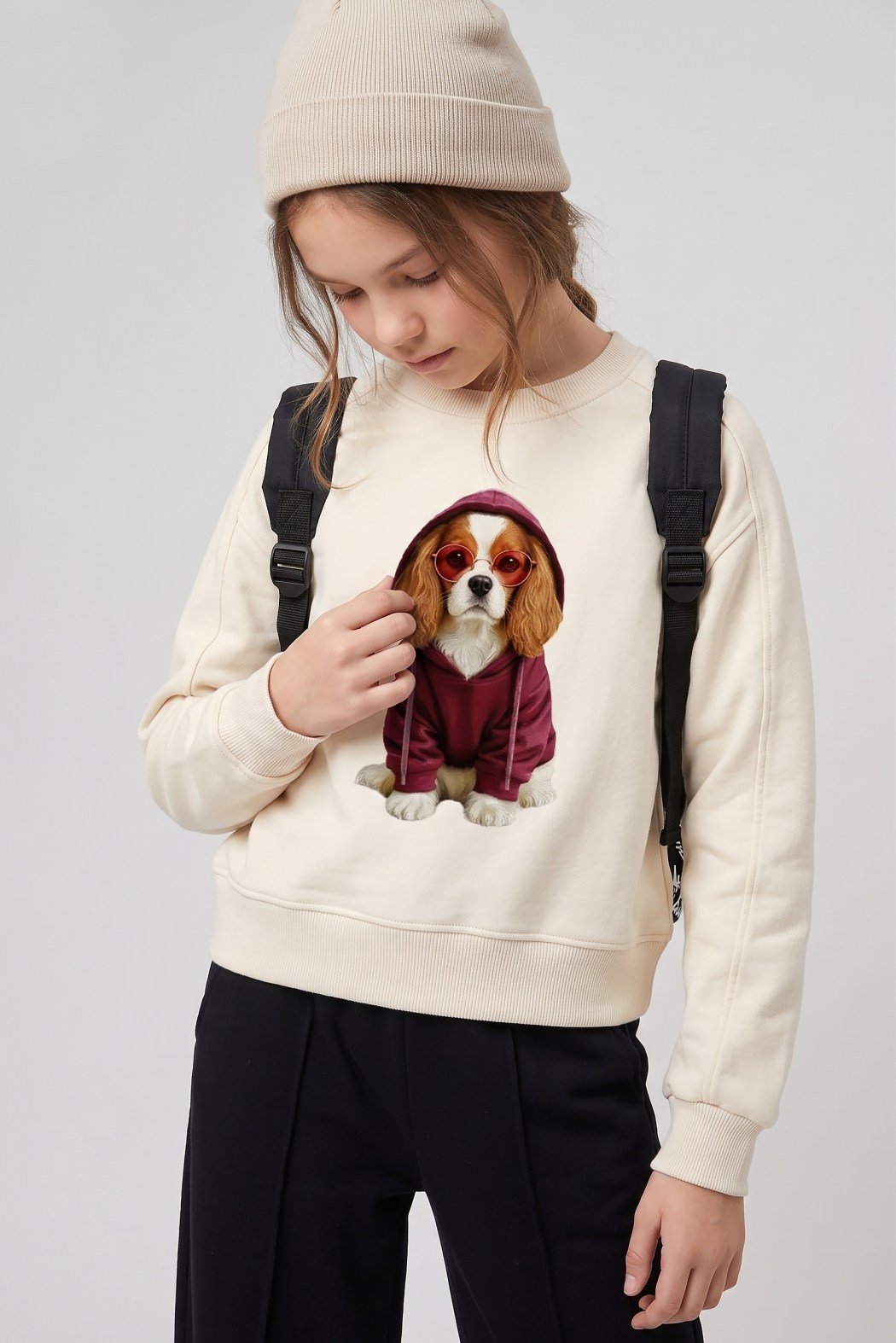 Dmb Kız Çocuk Baskılı Sweatshirt 9-14 Yaş Ekru