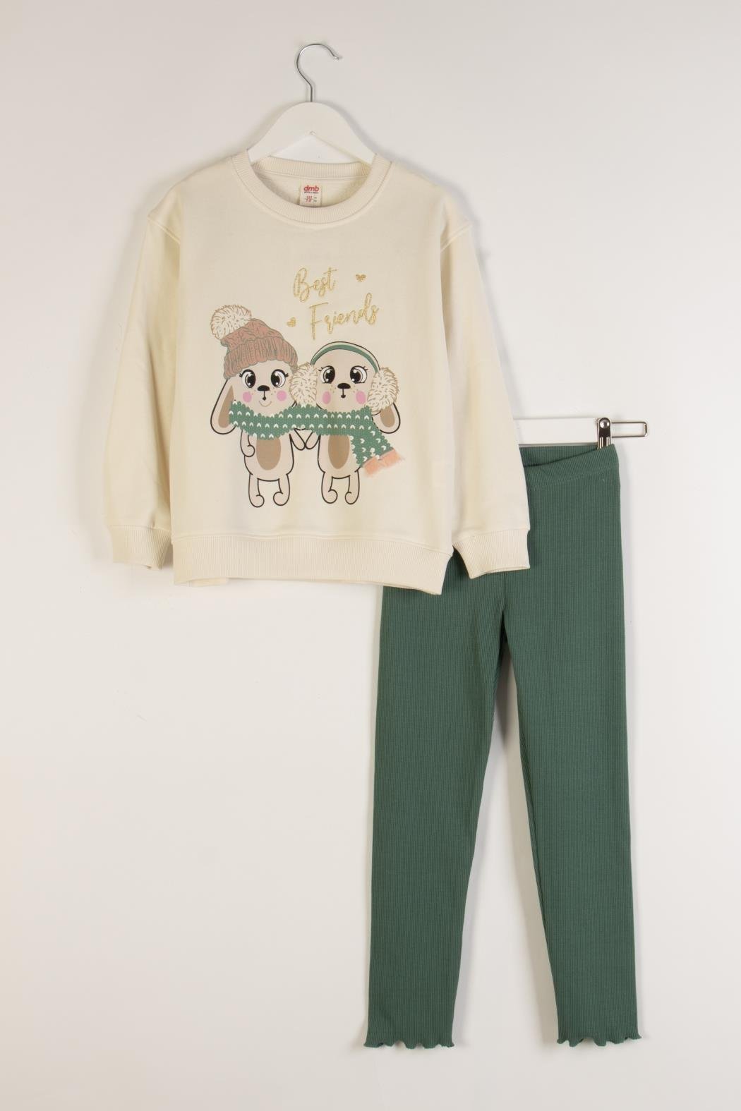 Dmb Kız Çocuk Baskılı Taytlı Takım 3-8 Yaş Krem