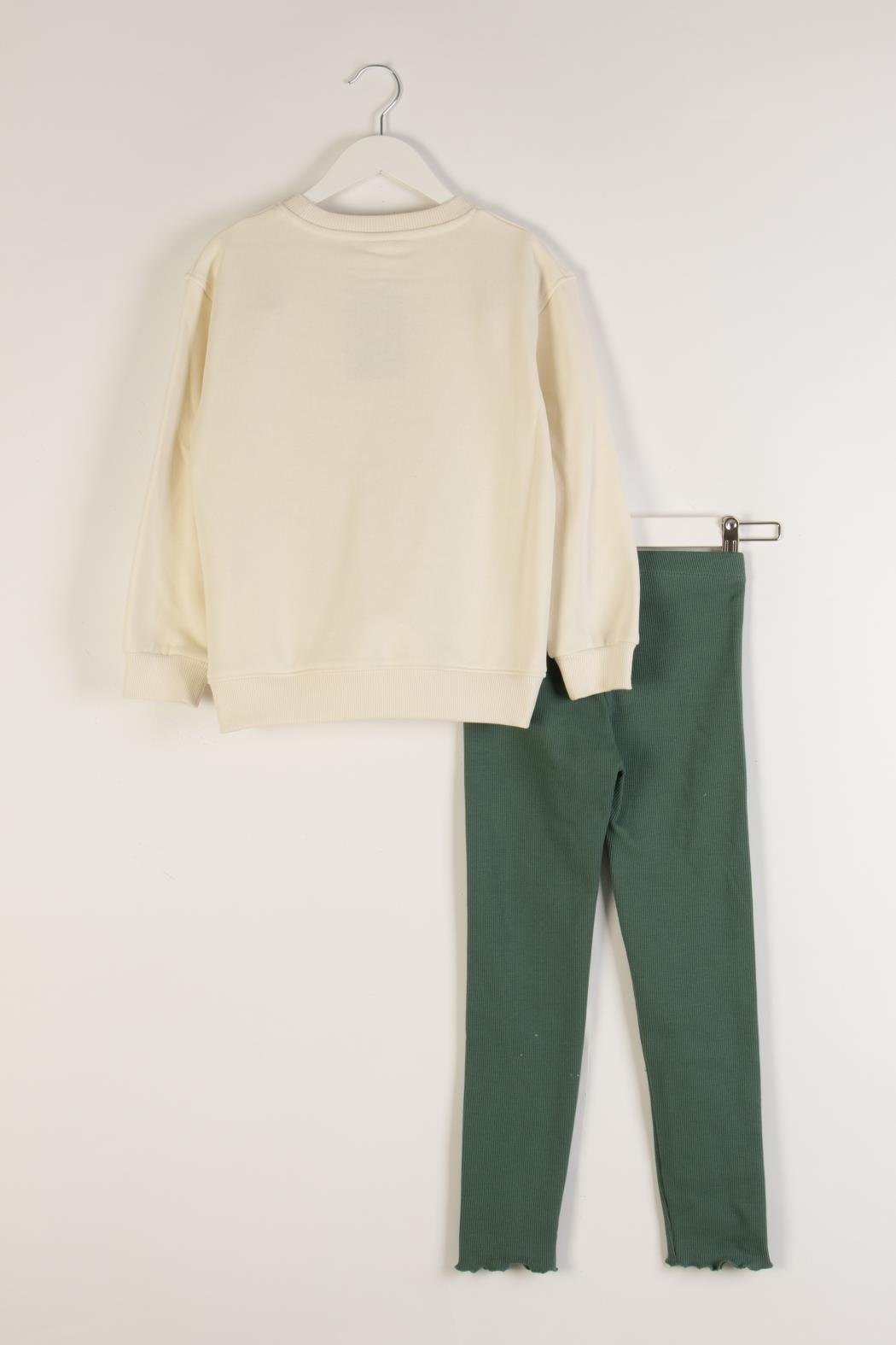 Dmb Kız Çocuk Baskılı Taytlı Takım 3-8 Yaş Krem