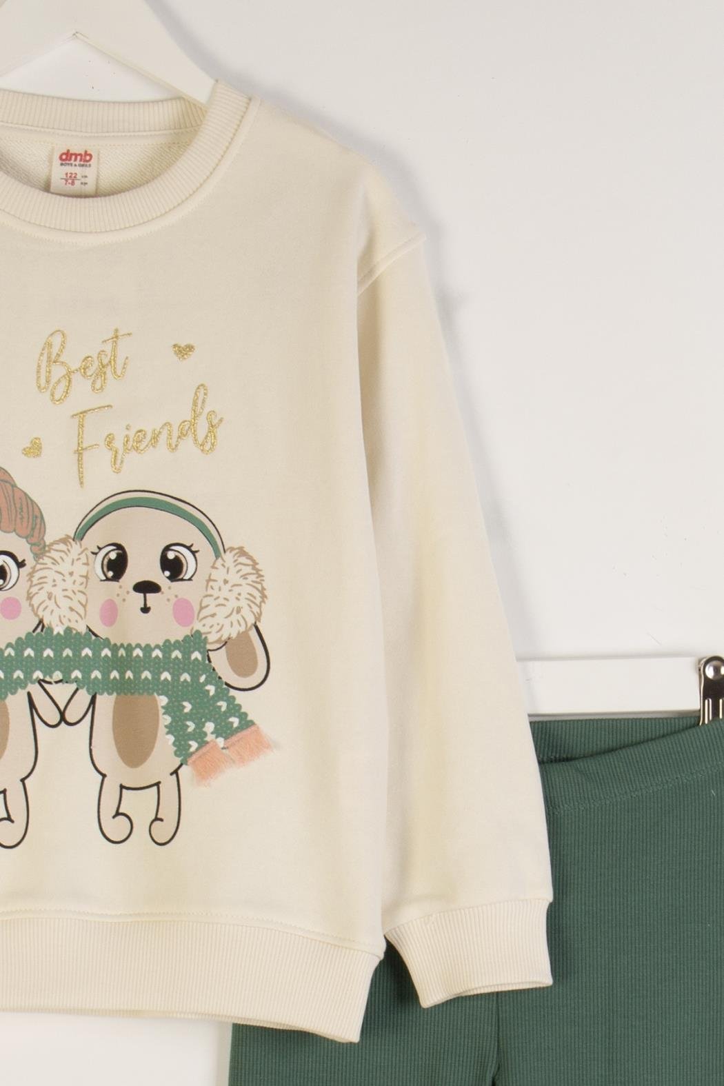 Dmb Kız Çocuk Baskılı Taytlı Takım 3-8 Yaş Krem