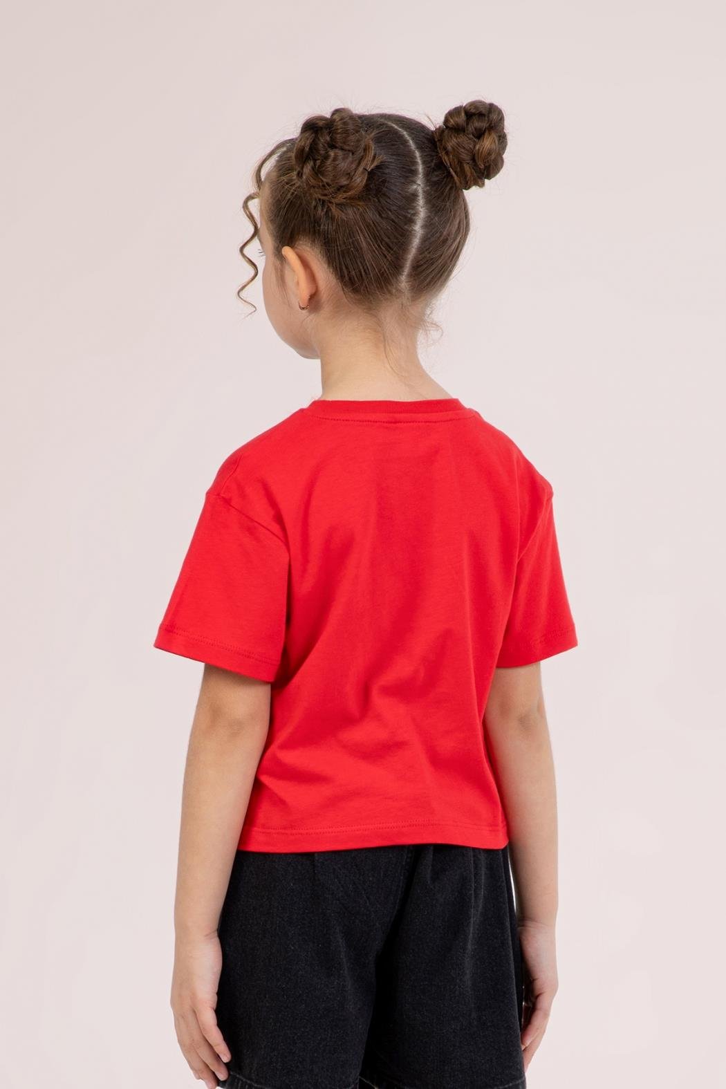 Dmb Kız Çocuk Baskılı Tshirt 4-9 Yaş Kırmızı