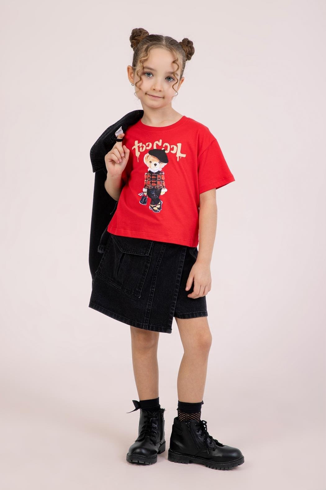 Dmb Kız Çocuk Baskılı Tshirt 4-9 Yaş Kırmızı