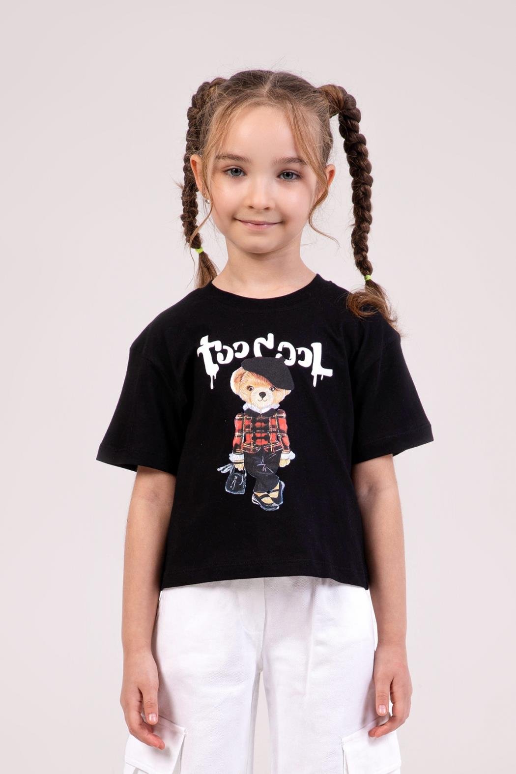 Dmb Kız Çocuk Baskılı Tshirt 4-9 Yaş Siyah