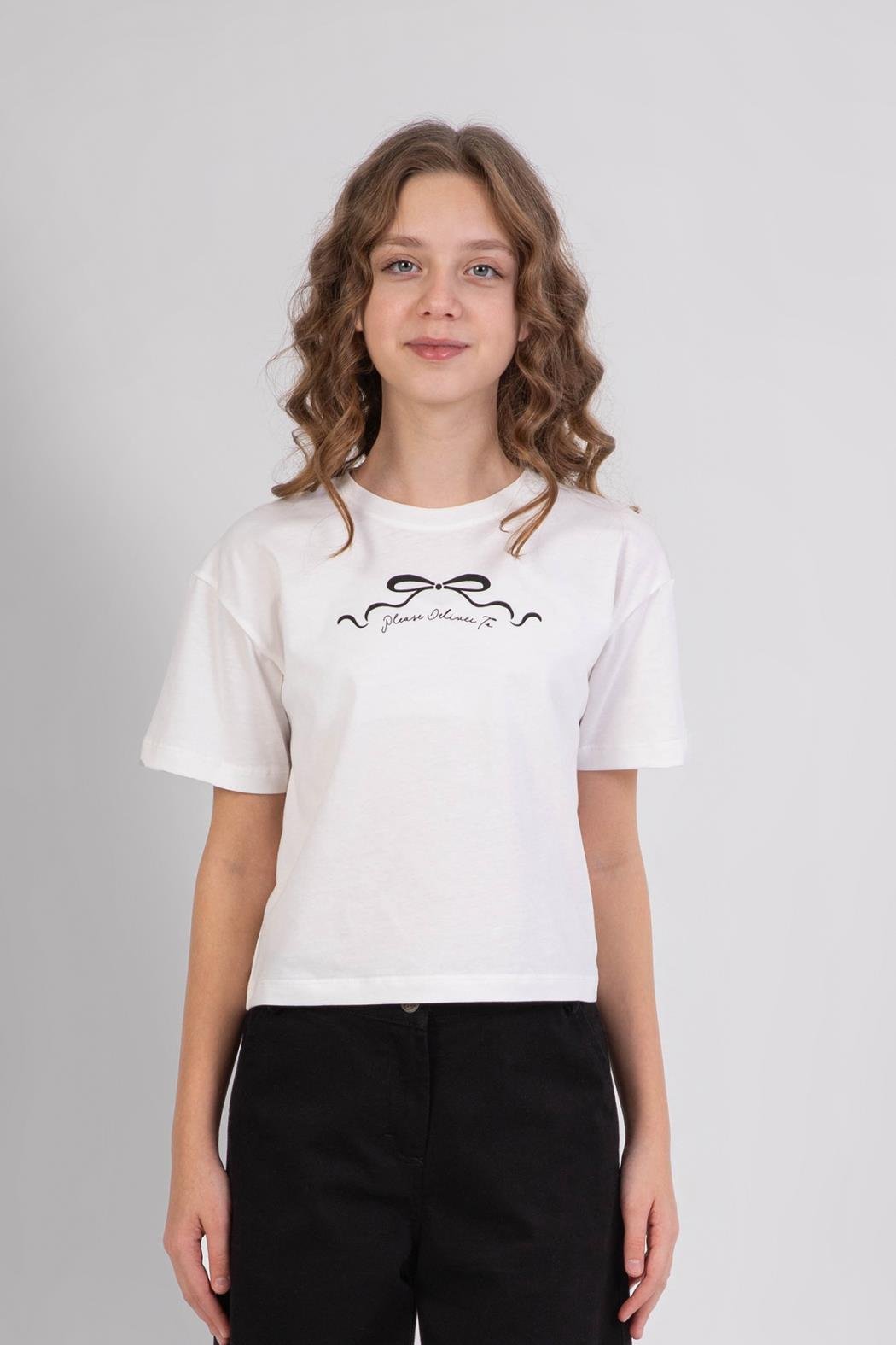 Dmb Kız Çocuk Baskılı Tshirt 9-14 Yaş Ekru