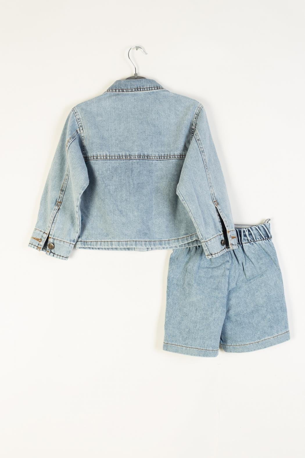 Dmb Kız Çocuk Çicek İşlemi Ceketli Takım 4-9Yaş Mavi