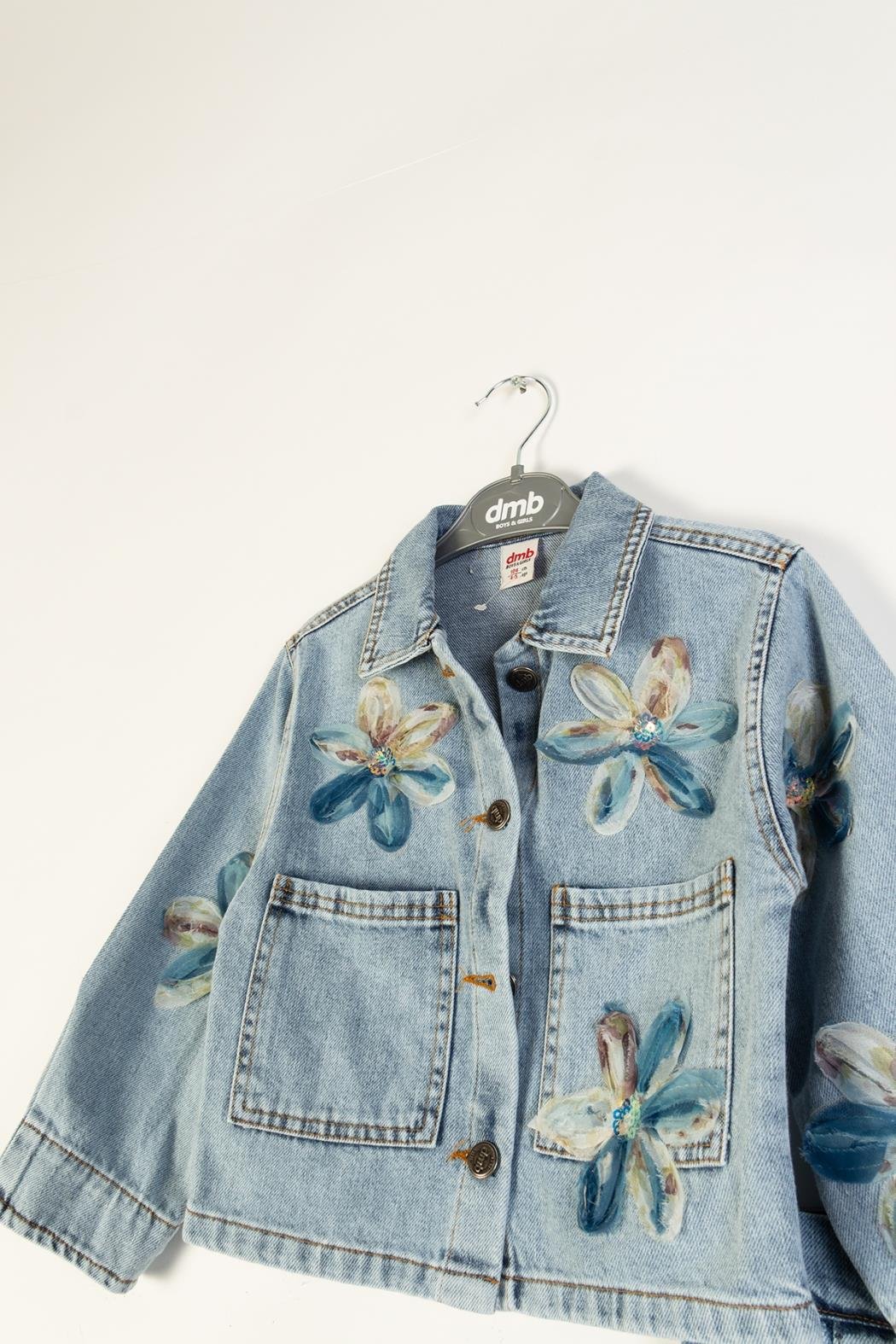 Dmb Kız Çocuk Çicek İşlemi Ceketli Takım 4-9Yaş Mavi