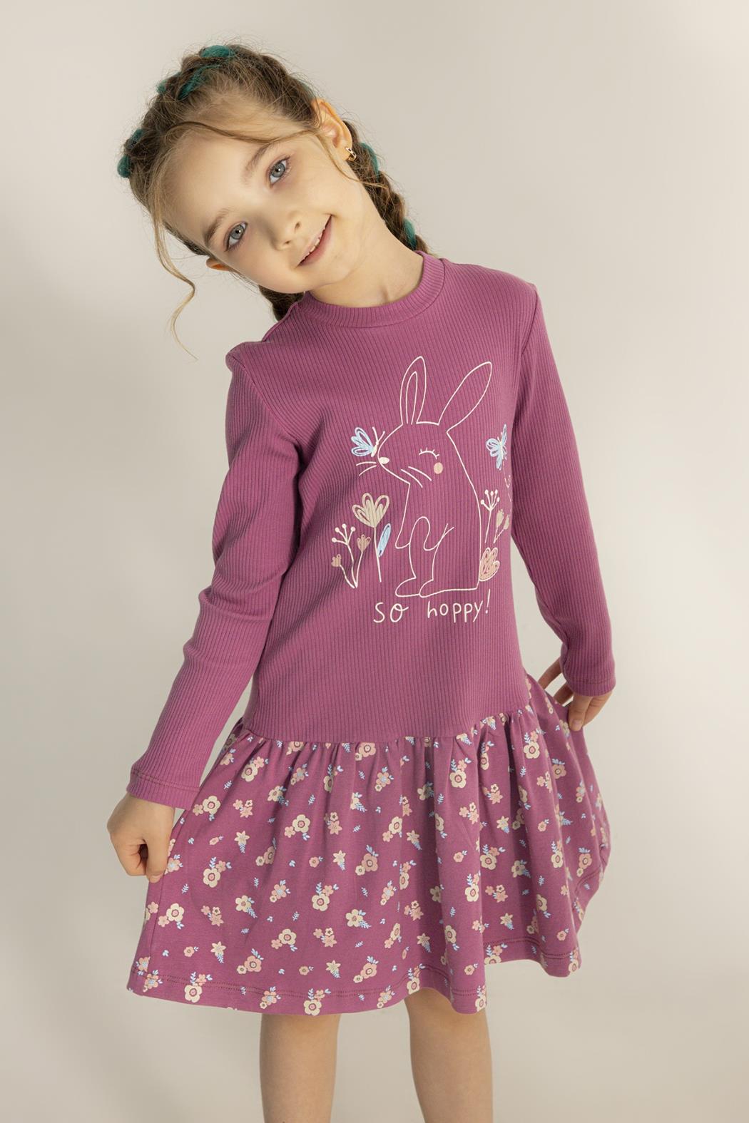 Dmb Kız Çocuk Çiçekli Elbise 3-8 Yaş VİŞNE