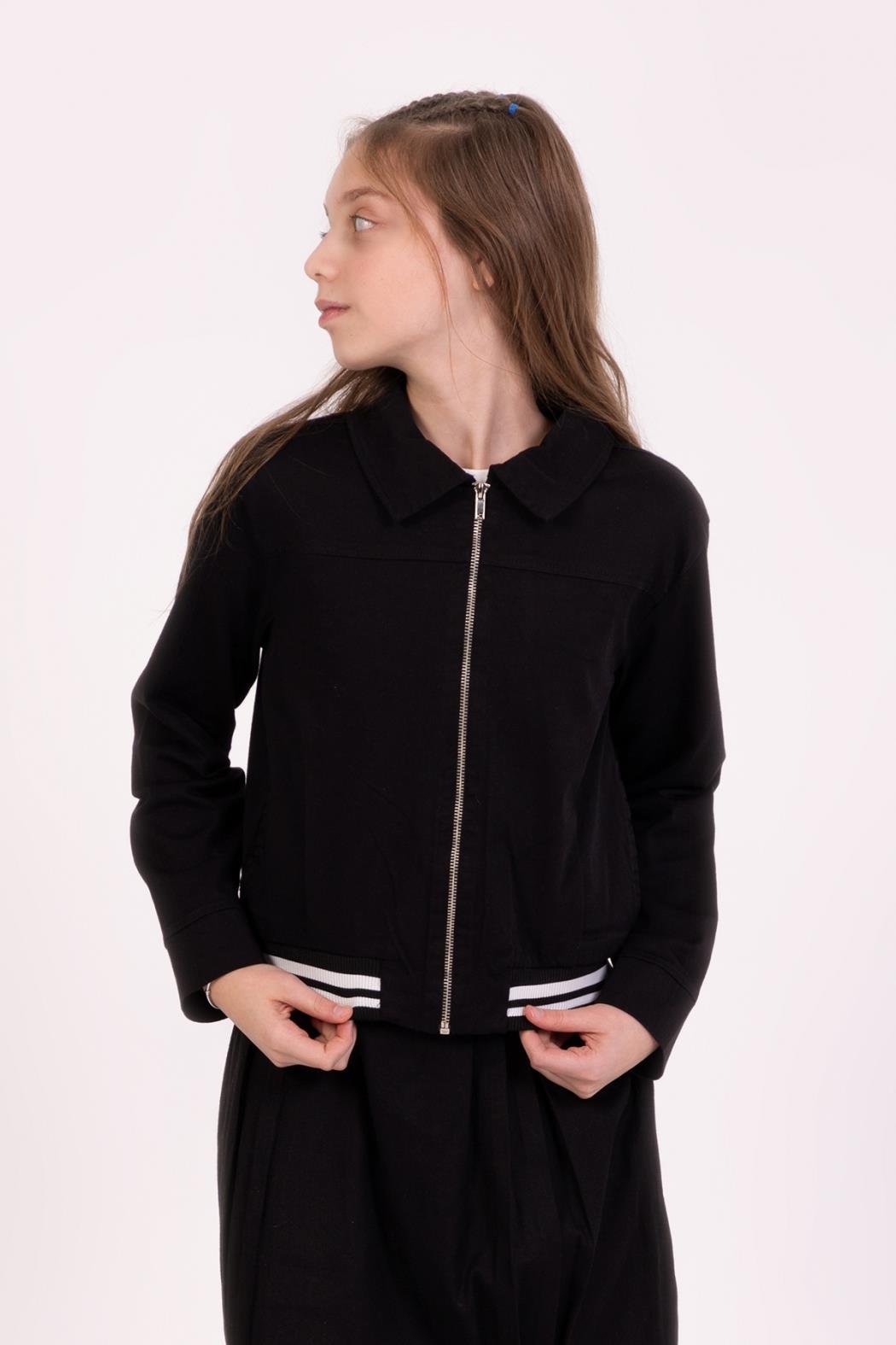 Dmb Kız Çocuk Dokum Ceket 9-14 Yaş Siyah