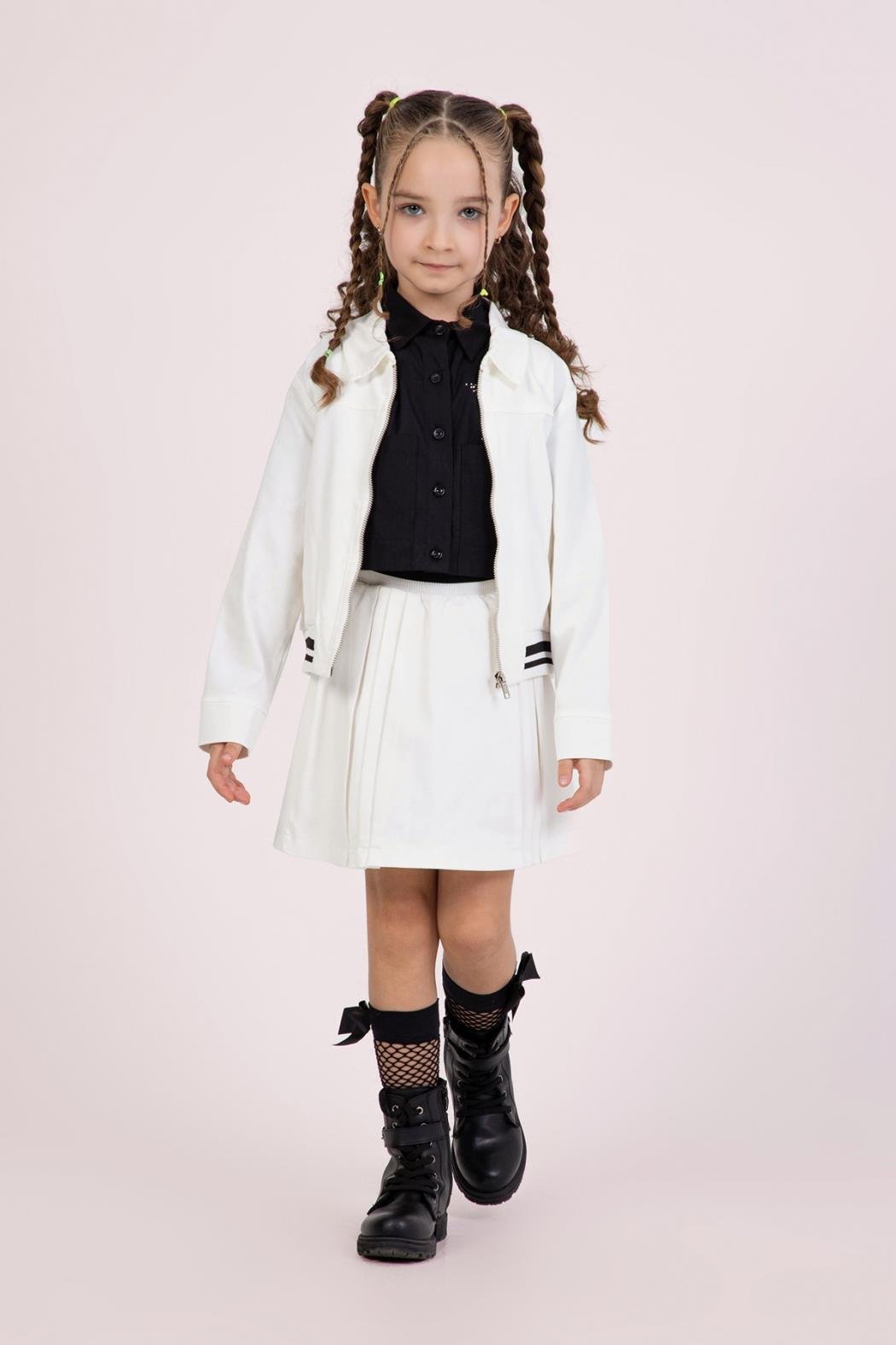 Dmb Kız Çocuk Dokuma Ceket 4-9 Yaş Ekru