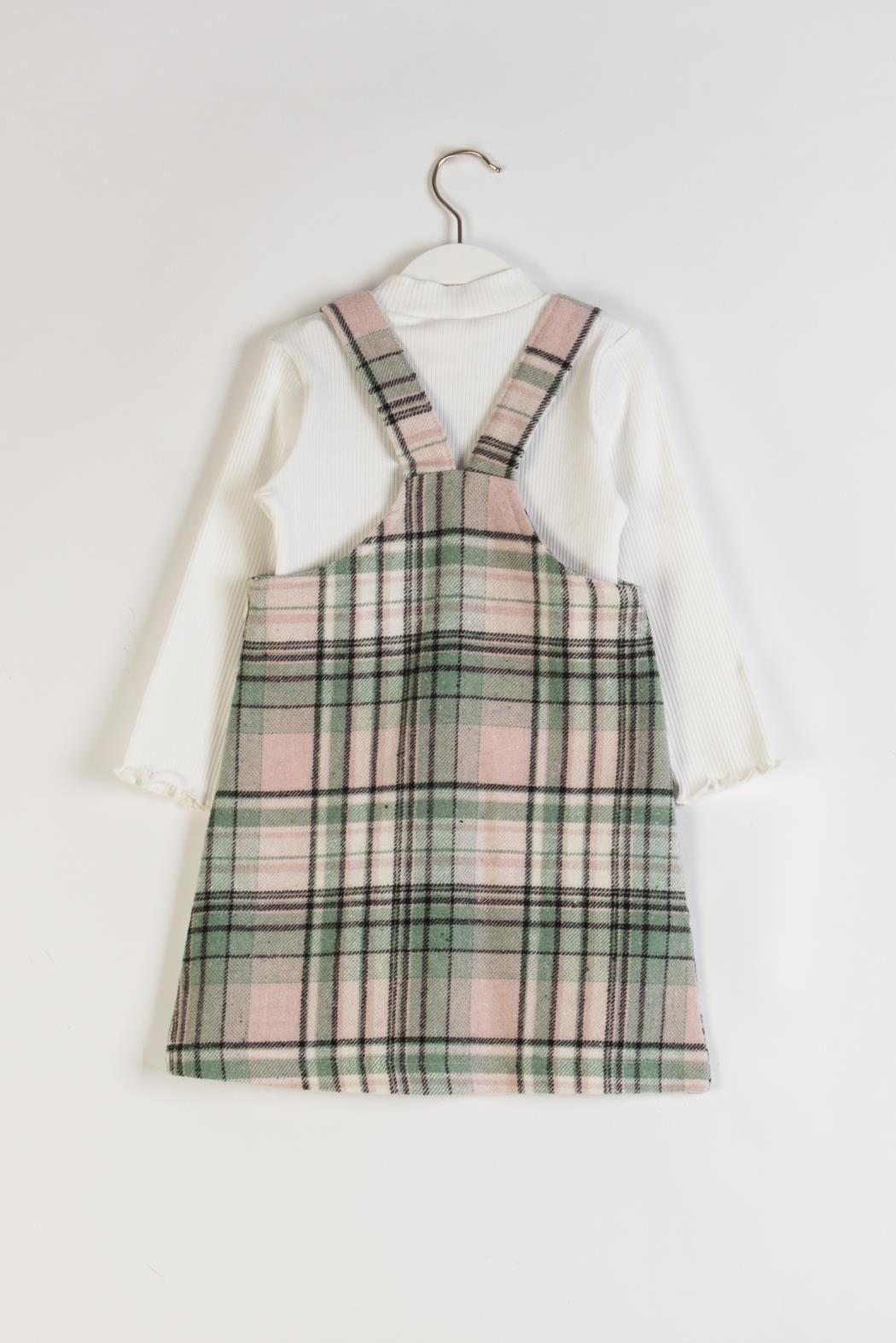 Dmb Kız Çocuk Ekose 2'li Elbise 3-8 Yaş Mint