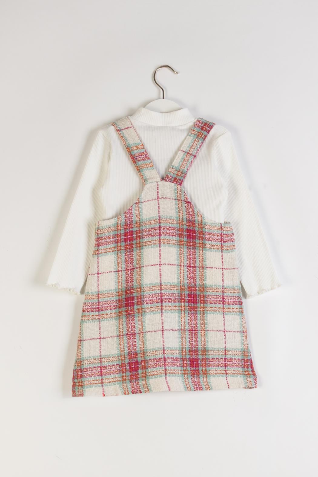 Dmb Kız Çocuk Ekose 2'li Elbise 3-8 Yaş FUŞYA