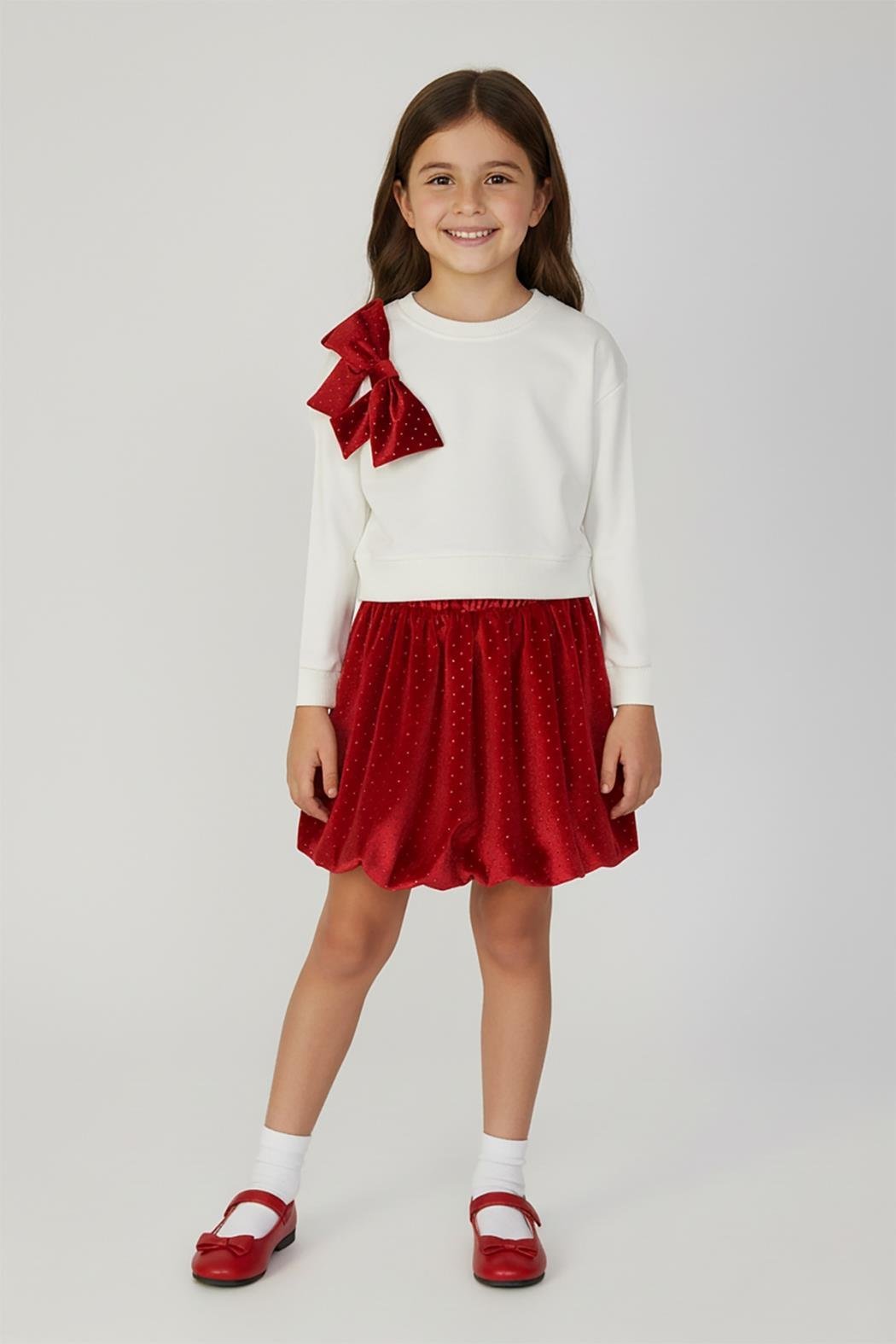 Dmb Kız Çocuk Etekli Takım 4-9 Yaş Ekru