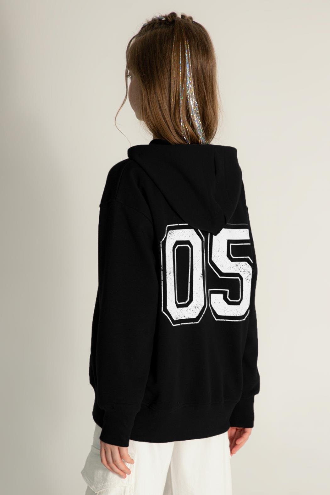 Dmb Kız Çocuk Fermuarlı Sweatshirt Hırka 9-14 Yaş SİYAH