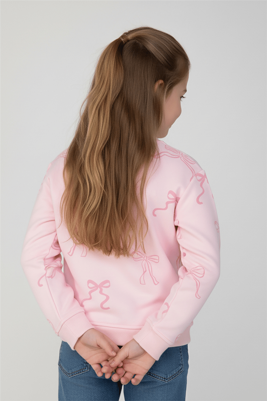 Dmb Kız Çocuk Fiyonklu Sweatshirt 1-7 Yaş Pembe