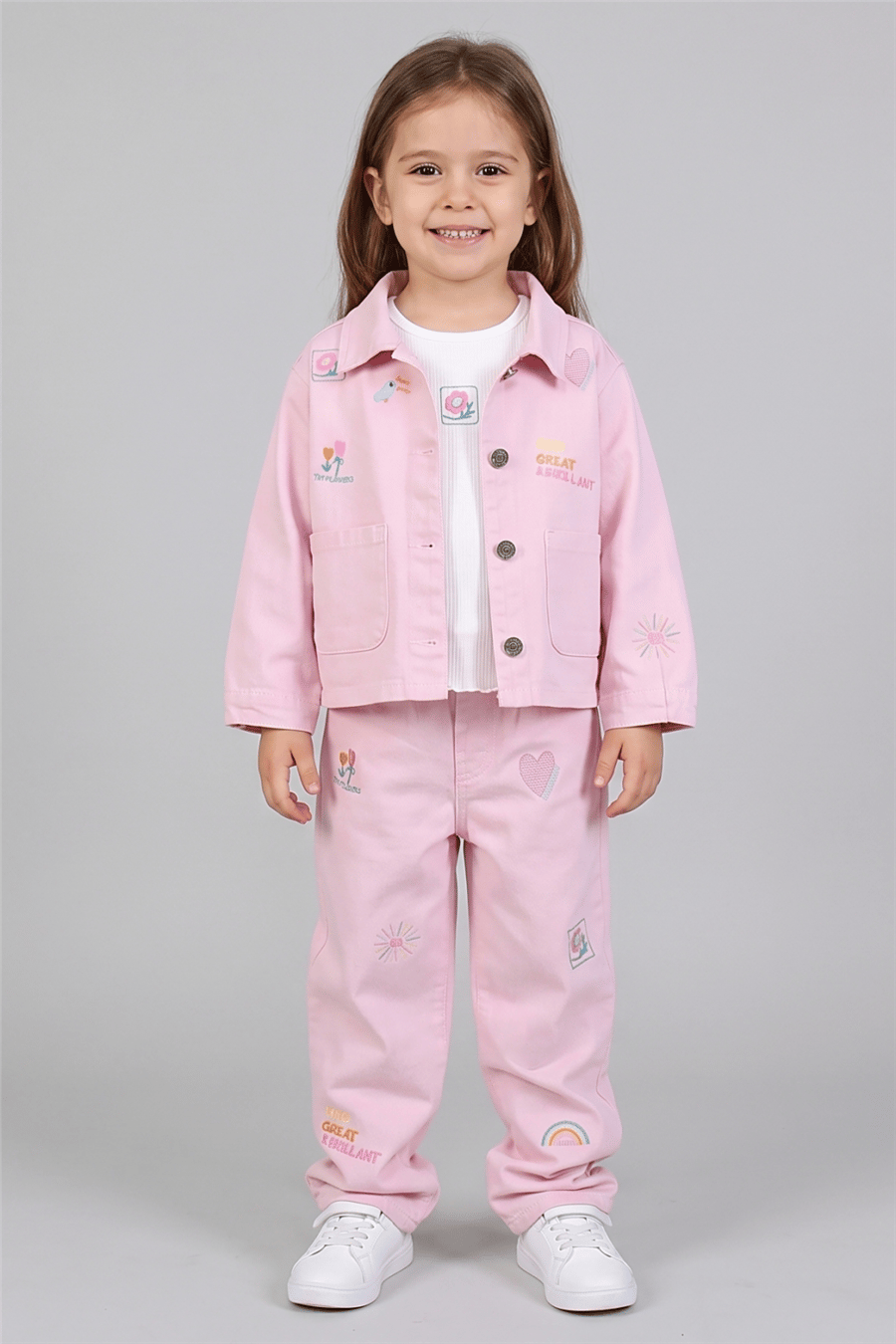 Dmb Kız Çocuk Gabardin 3'Lü Takım 2-7 Yaş Pembe