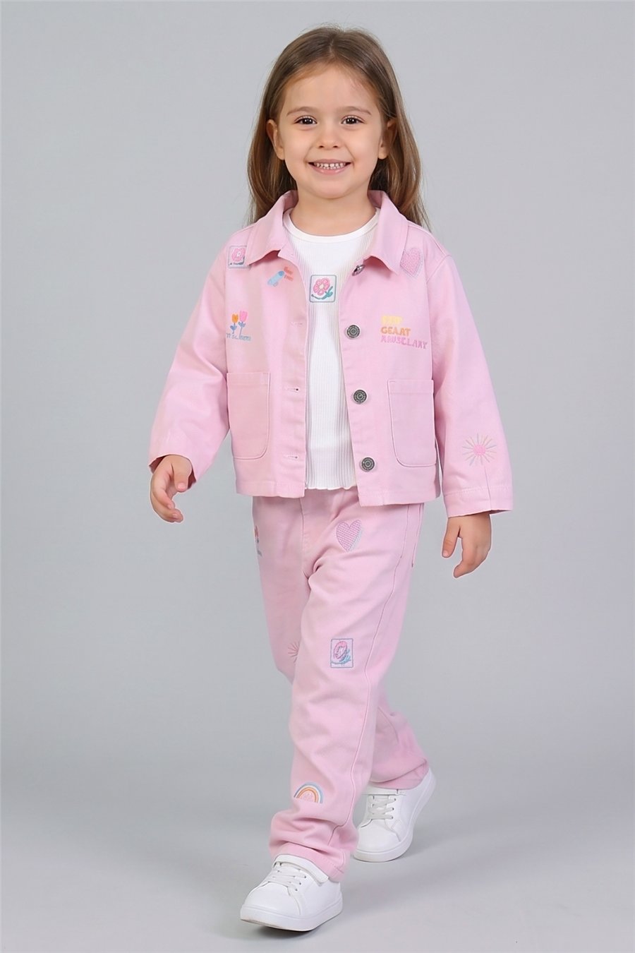 Dmb Kız Çocuk Gabardin 3'Lü Takım 2-7 Yaş Pembe