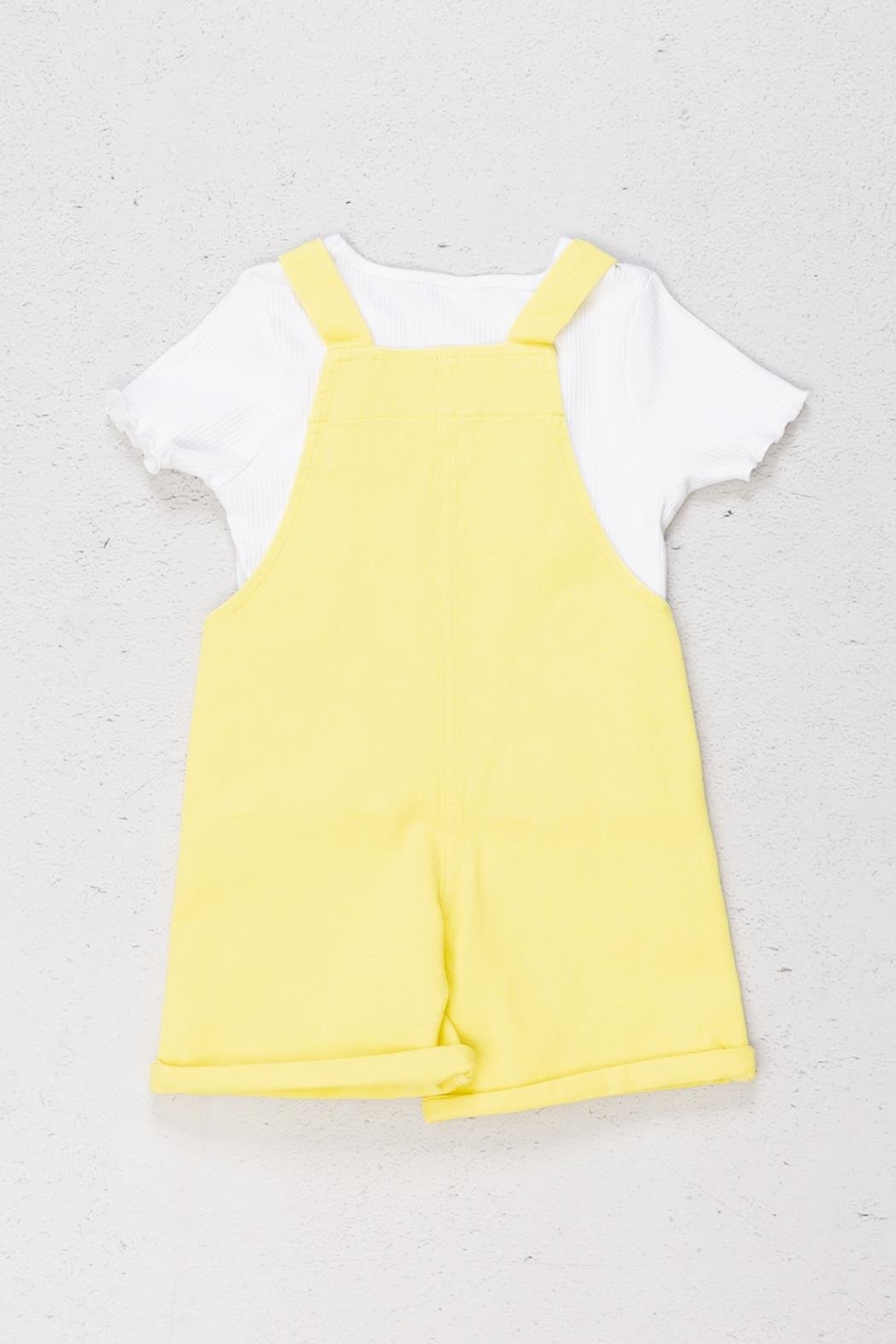 Dmb Kız Çocuk Gabardin Şortlu Tulum 4-9 Yaş Sarı