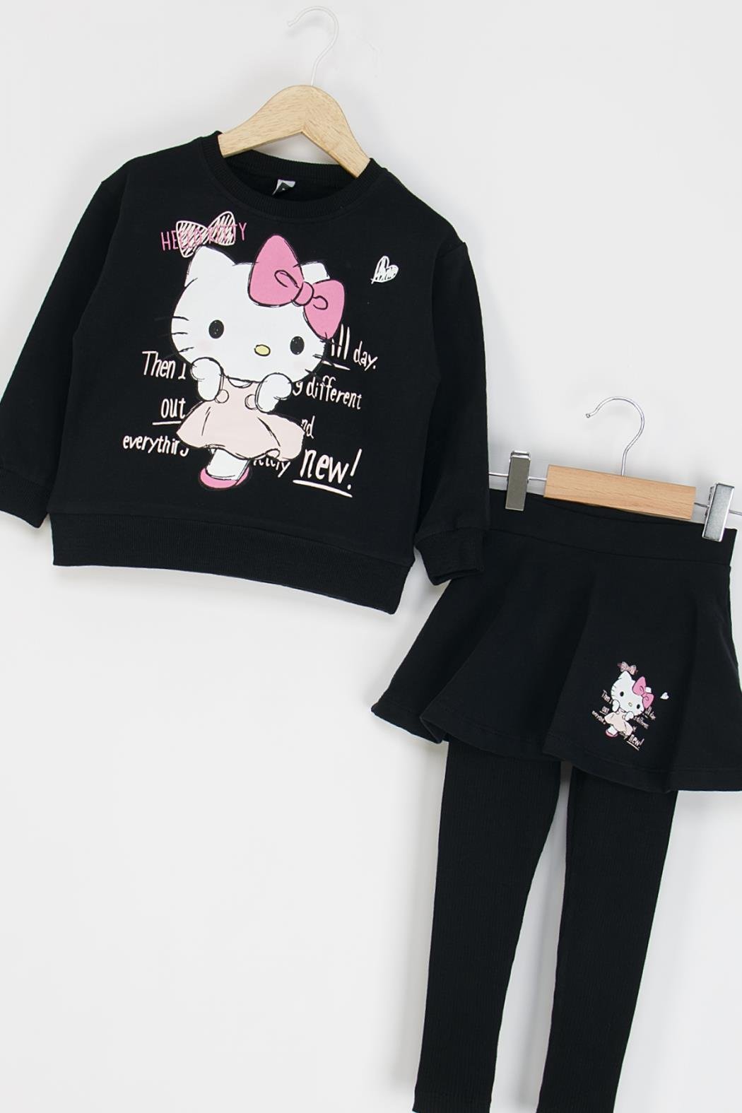 Dmb Kız Çocuk Hello Kitty Taytlı Takım 3-8 Yaş Siyah