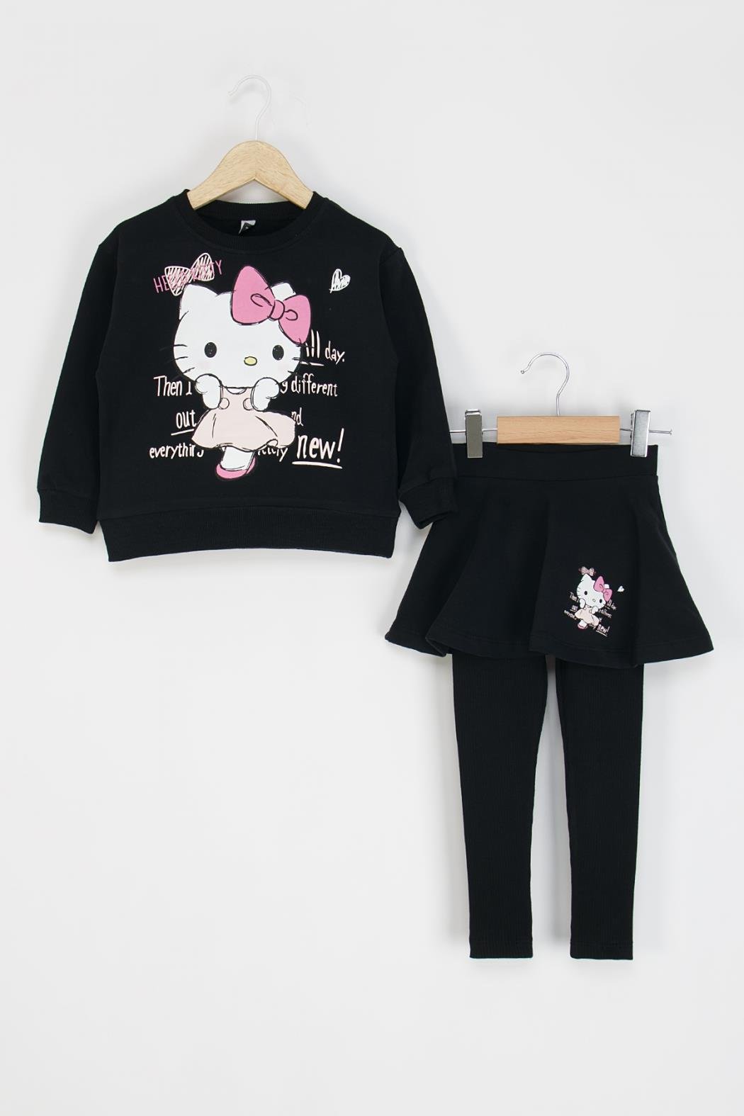 Dmb Kız Çocuk Hello Kitty Taytlı Takım 3-8 Yaş Siyah