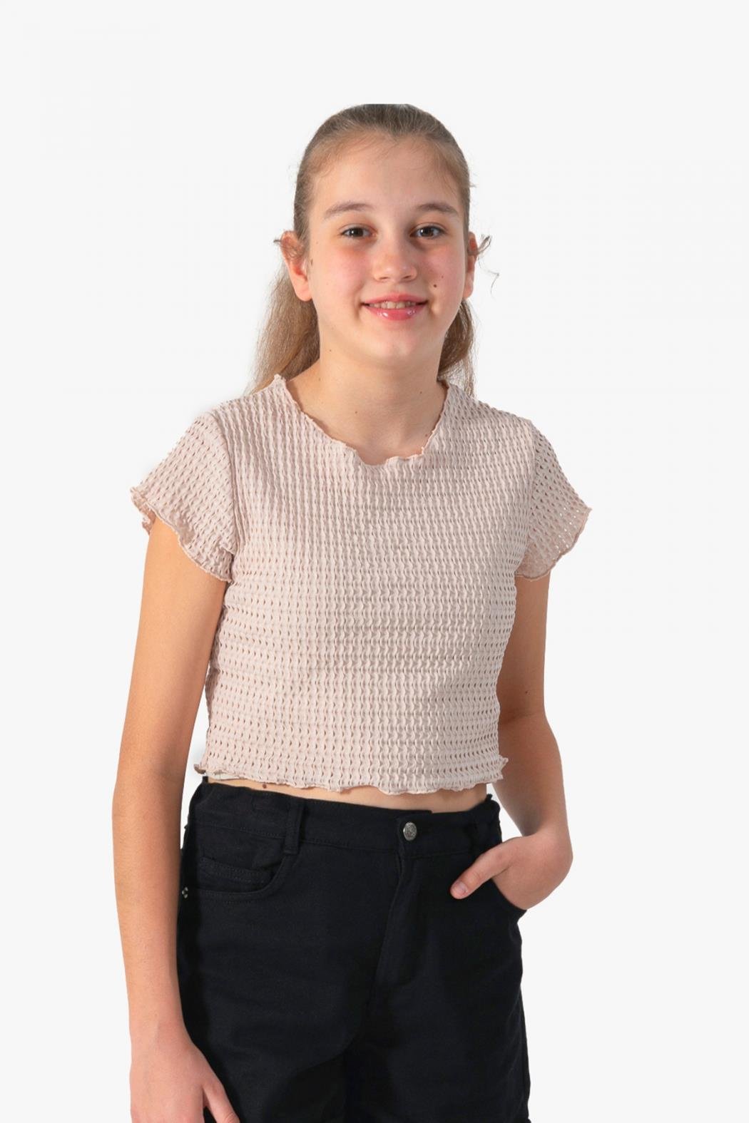 Dmb Kız Çocuk İkili Crop 9-14 Yaş Bej