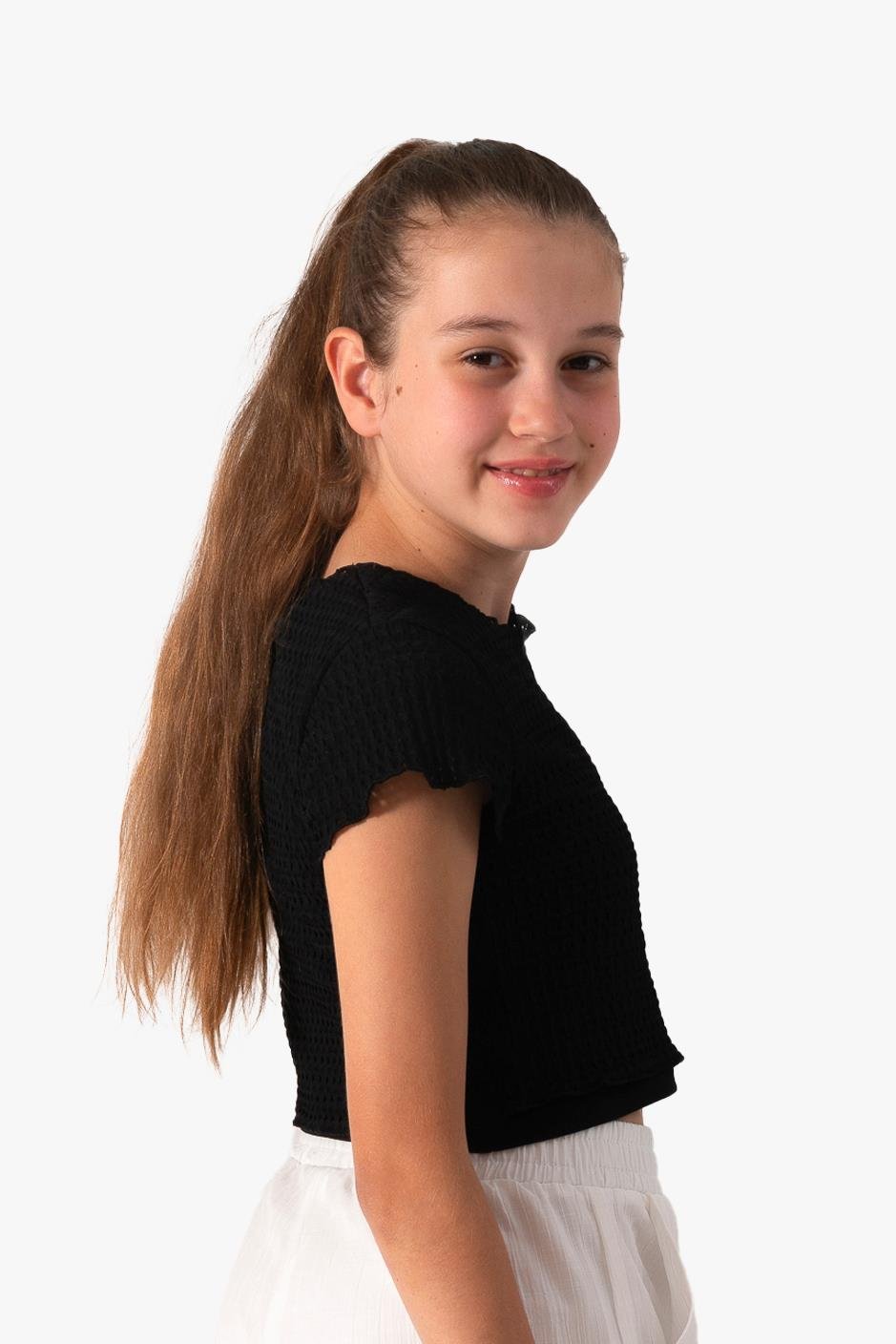 Dmb Kız Çocuk İkili Crop 9-14 Yaş Siyah