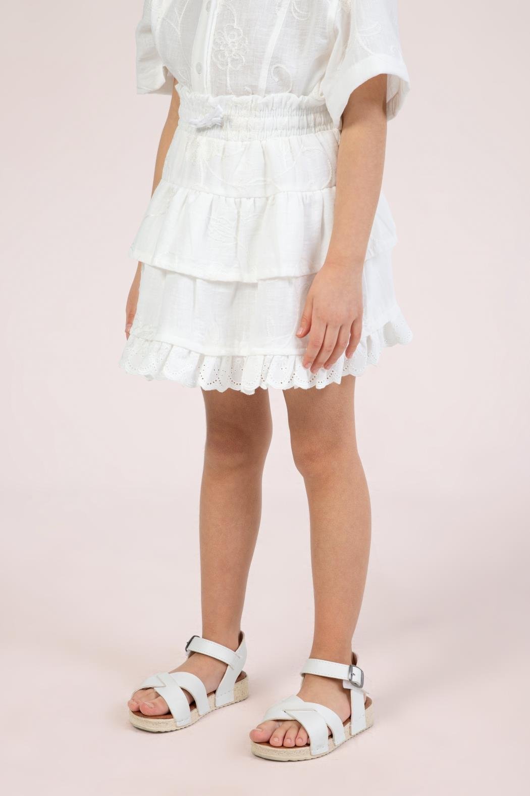 Dmb Kız Çocuk İşlemeli Etek 4-9 Yaş Ekru