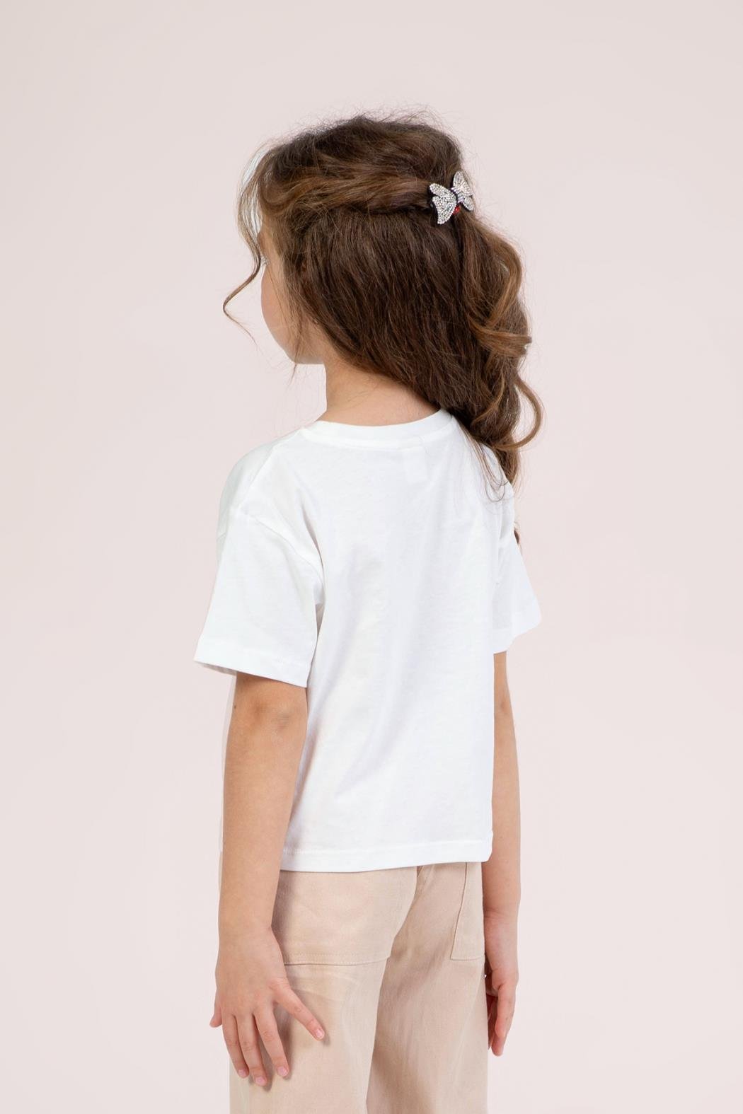 Dmb Kız Çocuk Kalp Baskılı Tshirt 4-9 Yaş Ekru