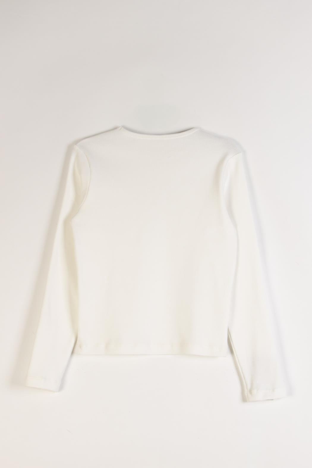 Dmb Kız Çocuk Kalp Taşlı Crop 9-14 Yaş Ekru