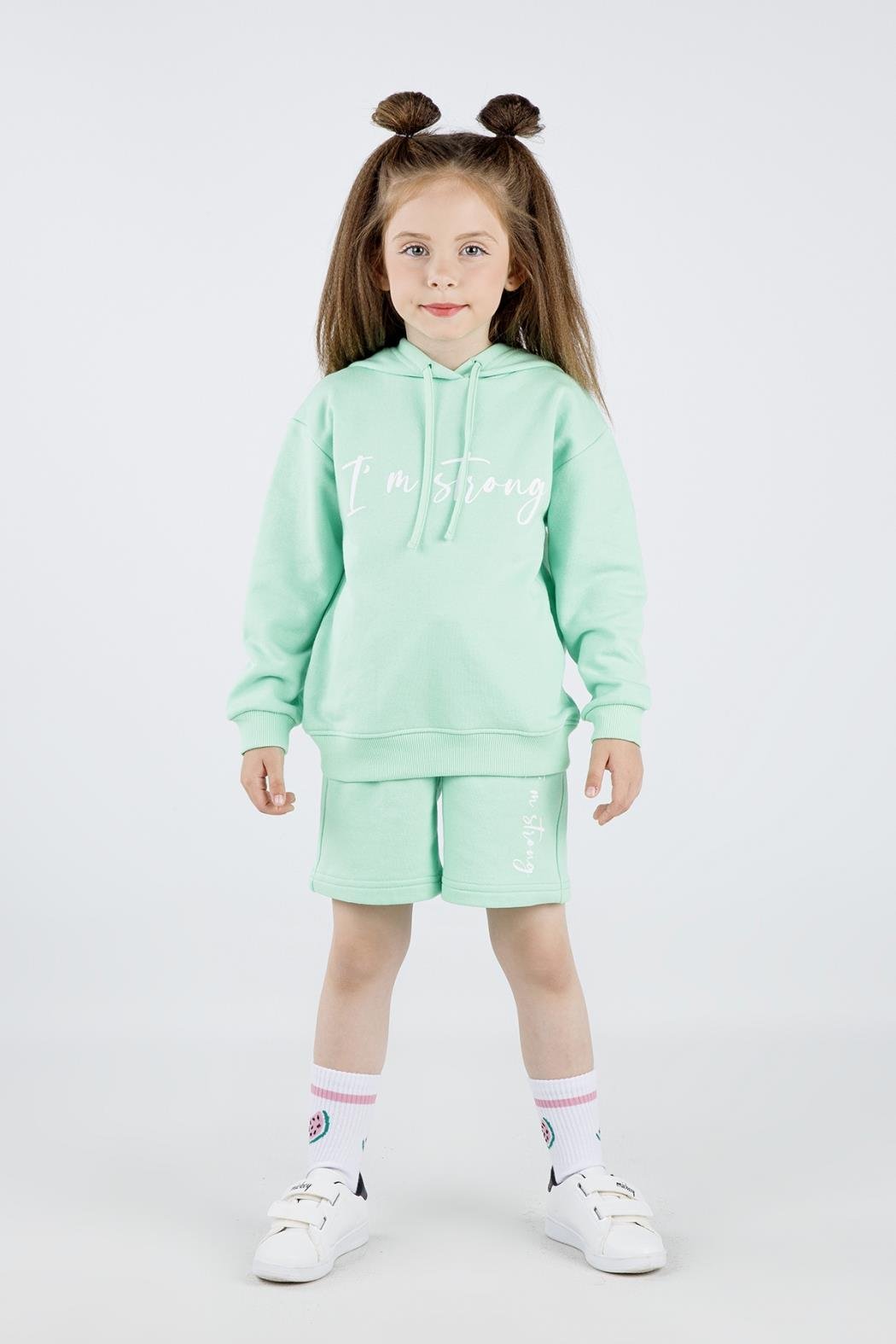 Dmb Kız Çocuk Kapüşonlu Sweatshirt 4-8 Yaş YEŞİL