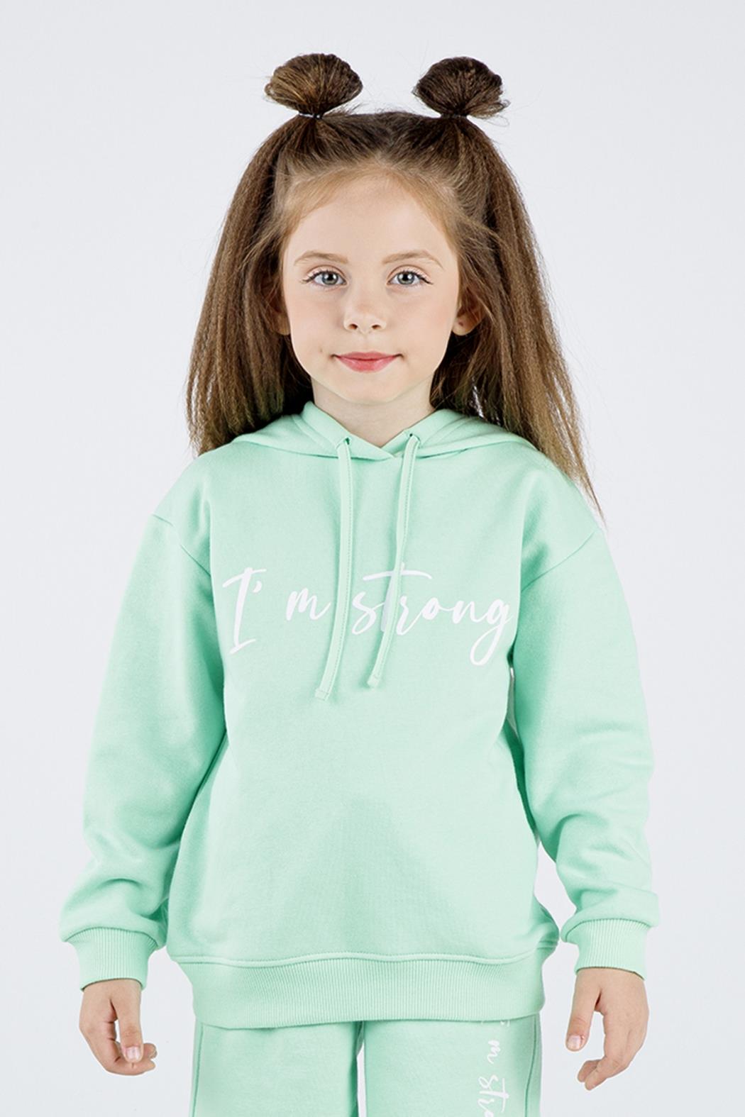 Dmb Kız Çocuk Kapüşonlu Sweatshirt 4-8 Yaş YEŞİL