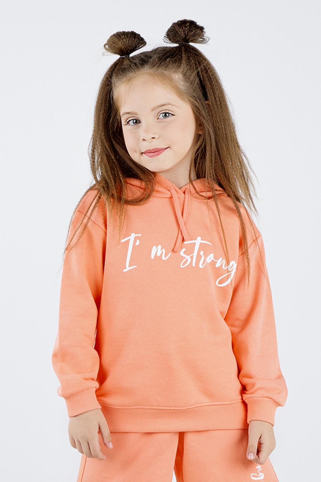 Dmb Kız Çocuk Kapüşonlu Sweatshirt 4-8 Yaş ORANJ