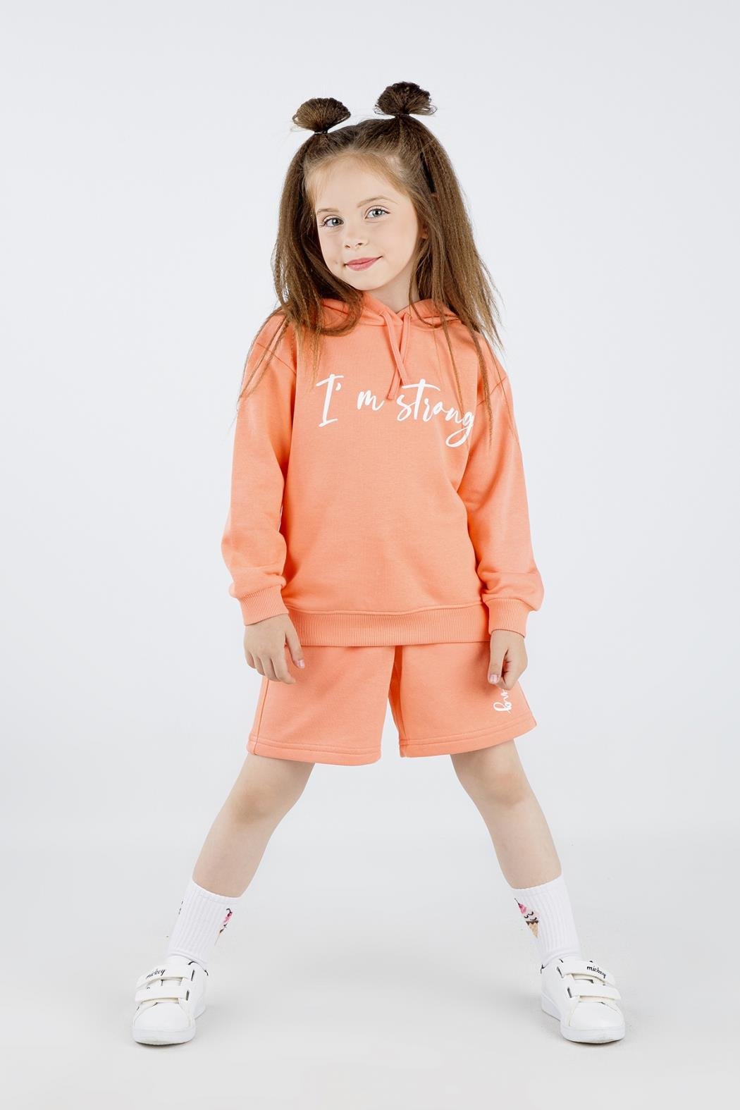 Dmb Kız Çocuk Kapüşonlu Sweatshirt 4-8 Yaş ORANJ