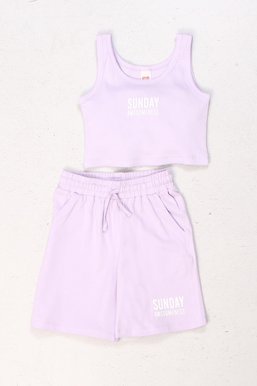 Dmb Kız Çocuk Kaşk Badili Şortlu Takım 4-9 Yaş Lila