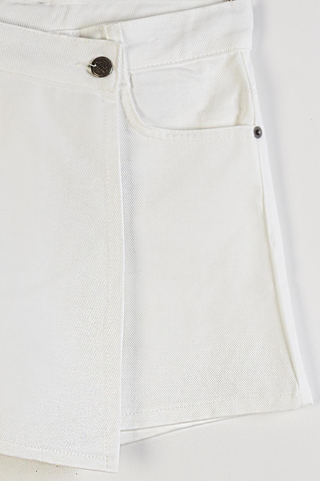 Dmb Kız Çocuk Kot Şort Etek 9-14 Yaş BEYAZ