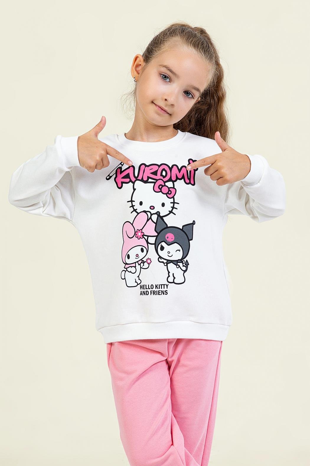 Dmb Kız Çocuk Kuromi Eşofman Takım 3-8 Yaş Ekru