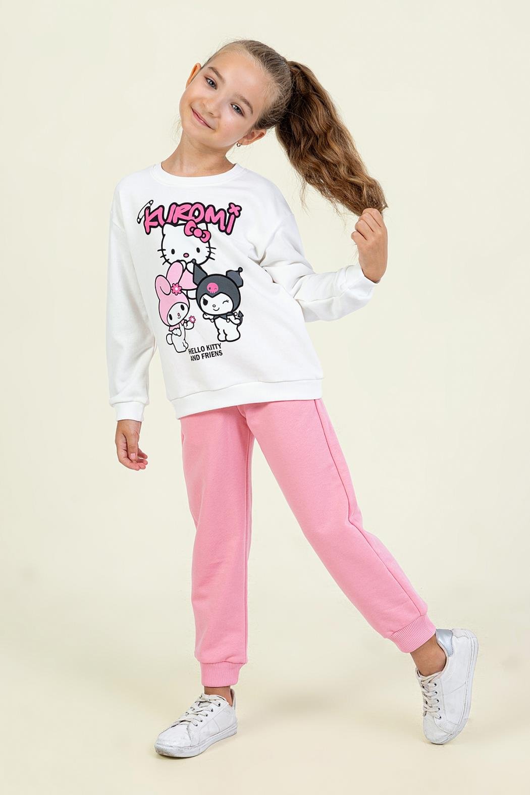 Dmb Kız Çocuk Kuromi Eşofman Takım 3-8 Yaş Ekru