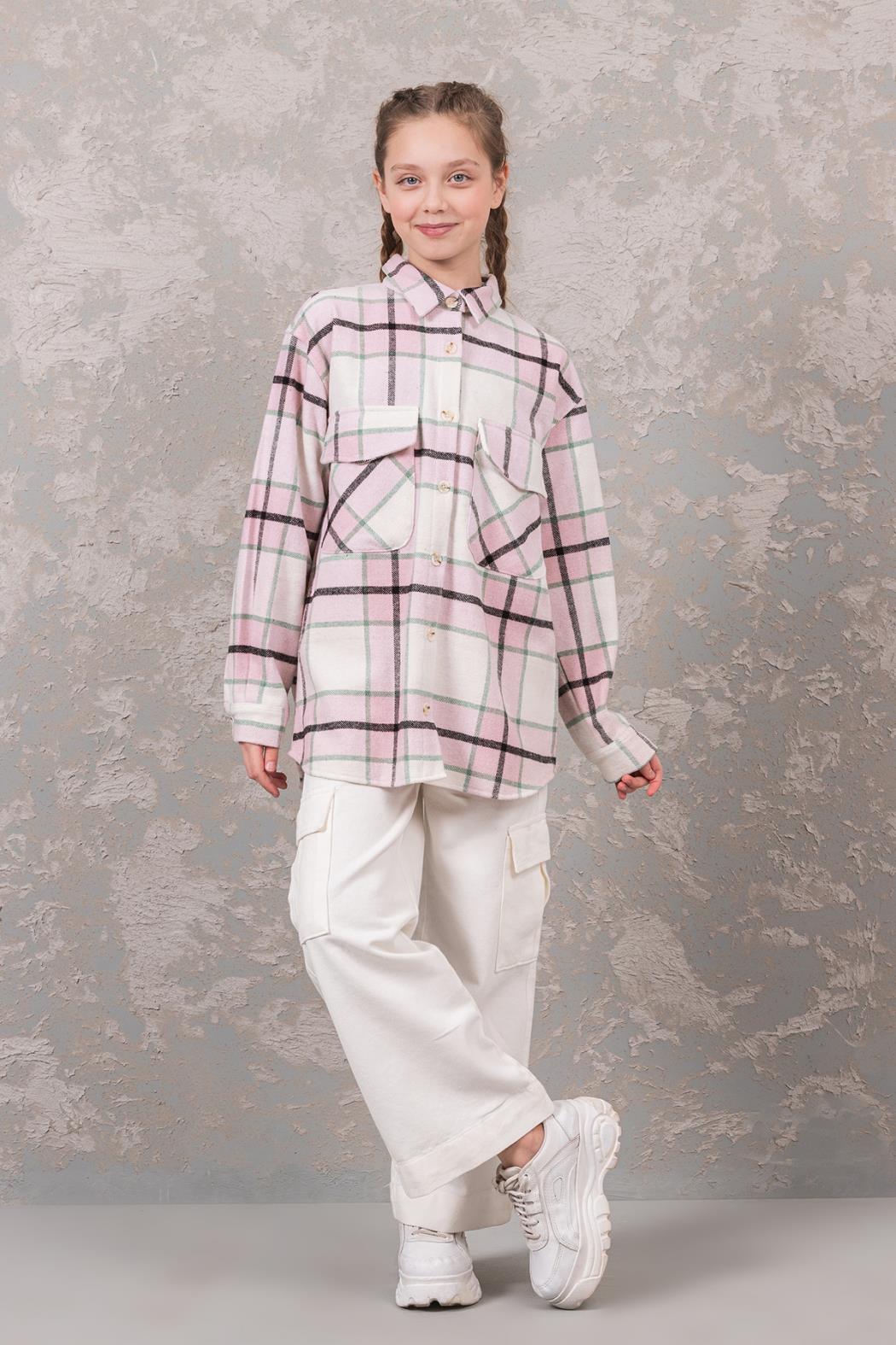 Dmb Kız Çocuk Oduncu Gömlek 9-14 Yaş PEMBE