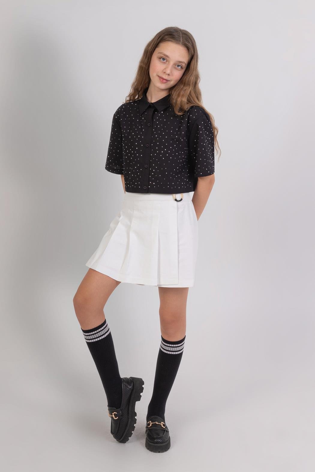 Dmb Kız Çocuk Şort Etek 9-14 Yaş Ekru