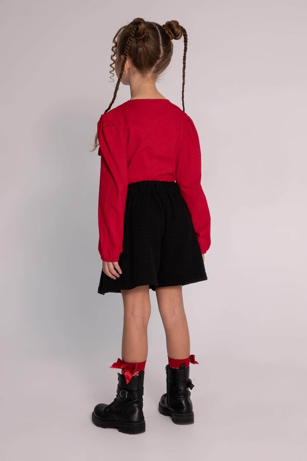 Dmb Kız Çocuk Şort Etekli Takım 4-9 Yaş KIRMIZI