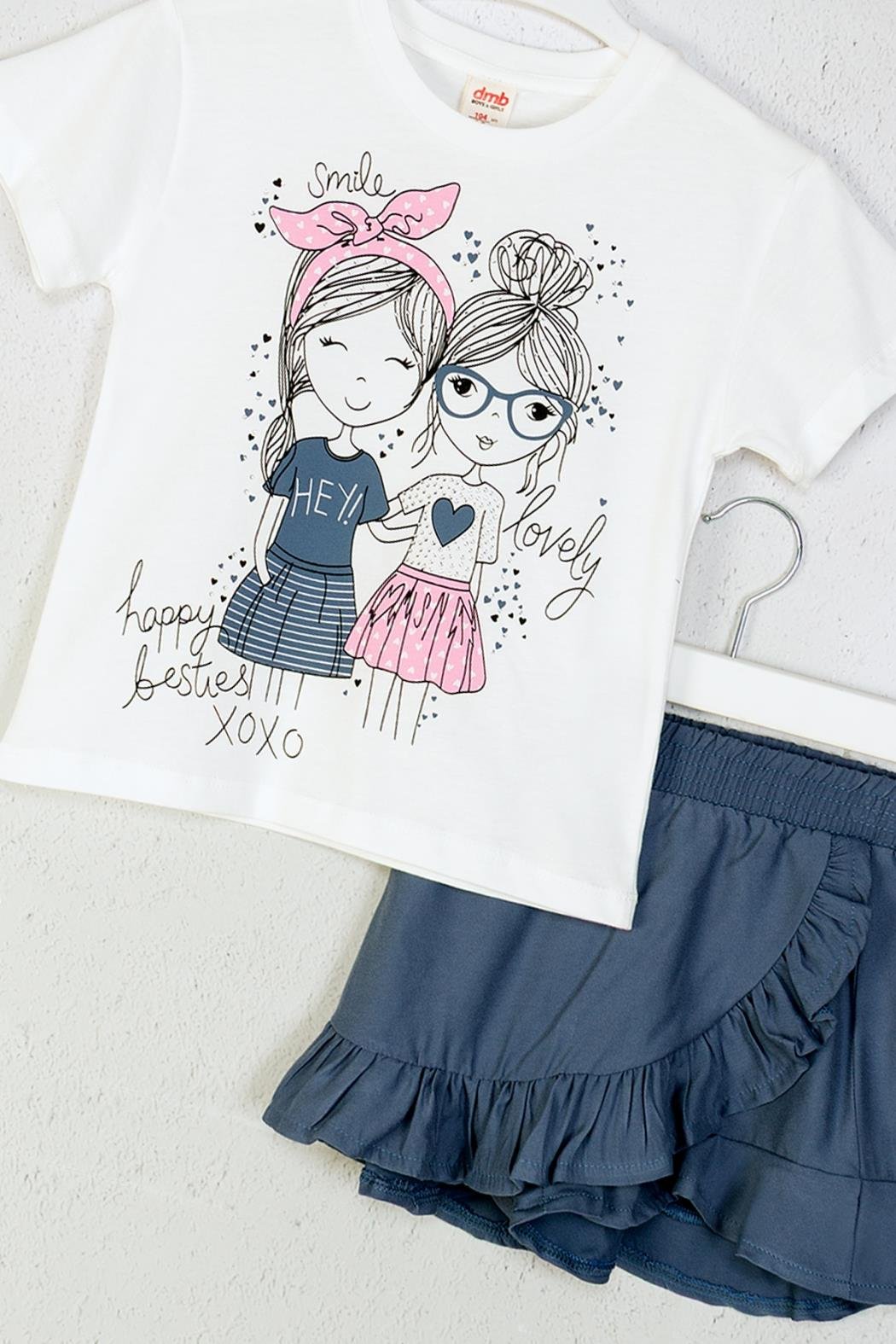 Dmb Kız Çocuk Şort Etekli Takım 4-9 Yaş İndigo