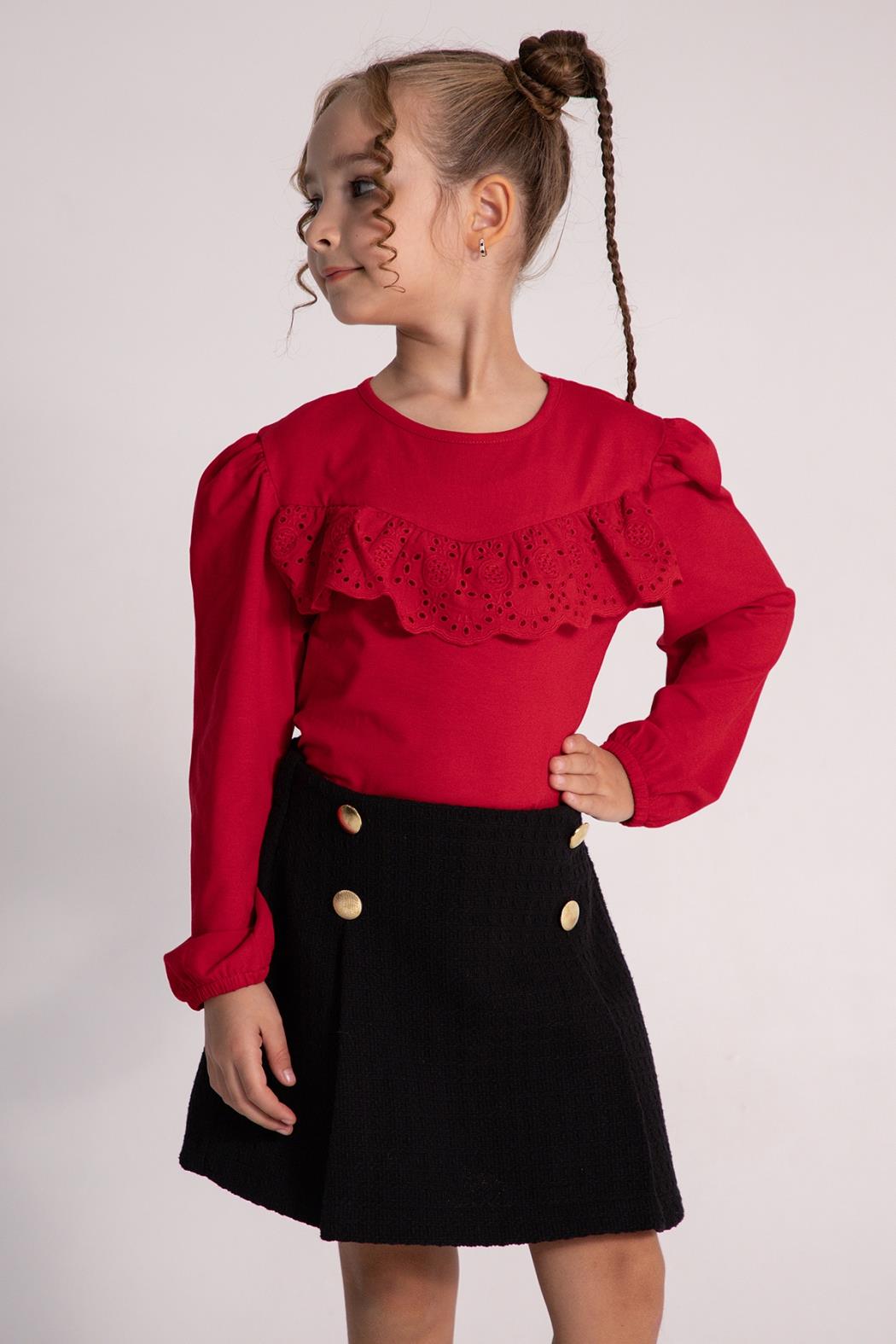 Dmb Kız Çocuk Şort Etekli Takım 4-9 Yaş KIRMIZI