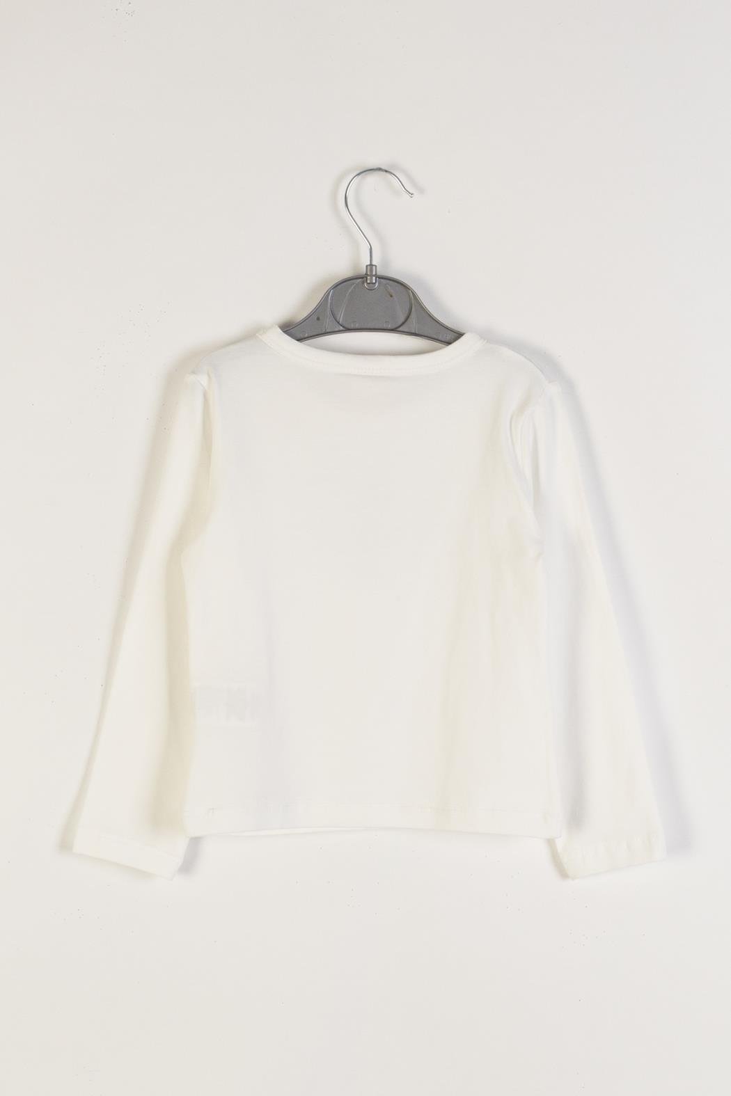 Dmb Kız Çocuk Taşlı Baskılı Tshirt 4-9 Yaş Ekru